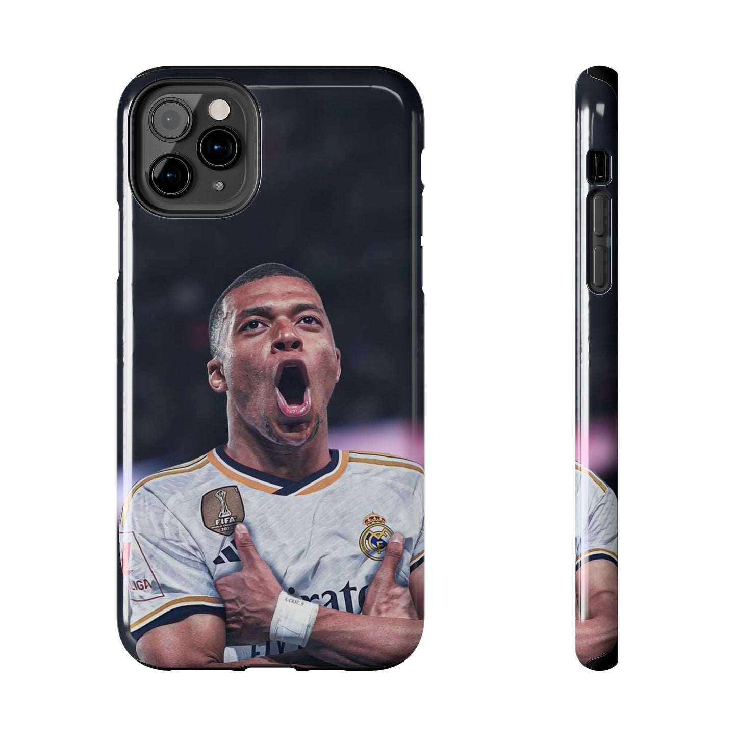 Kylian Mbappé Sporty Tough Phone Case with Goal Celebration Design