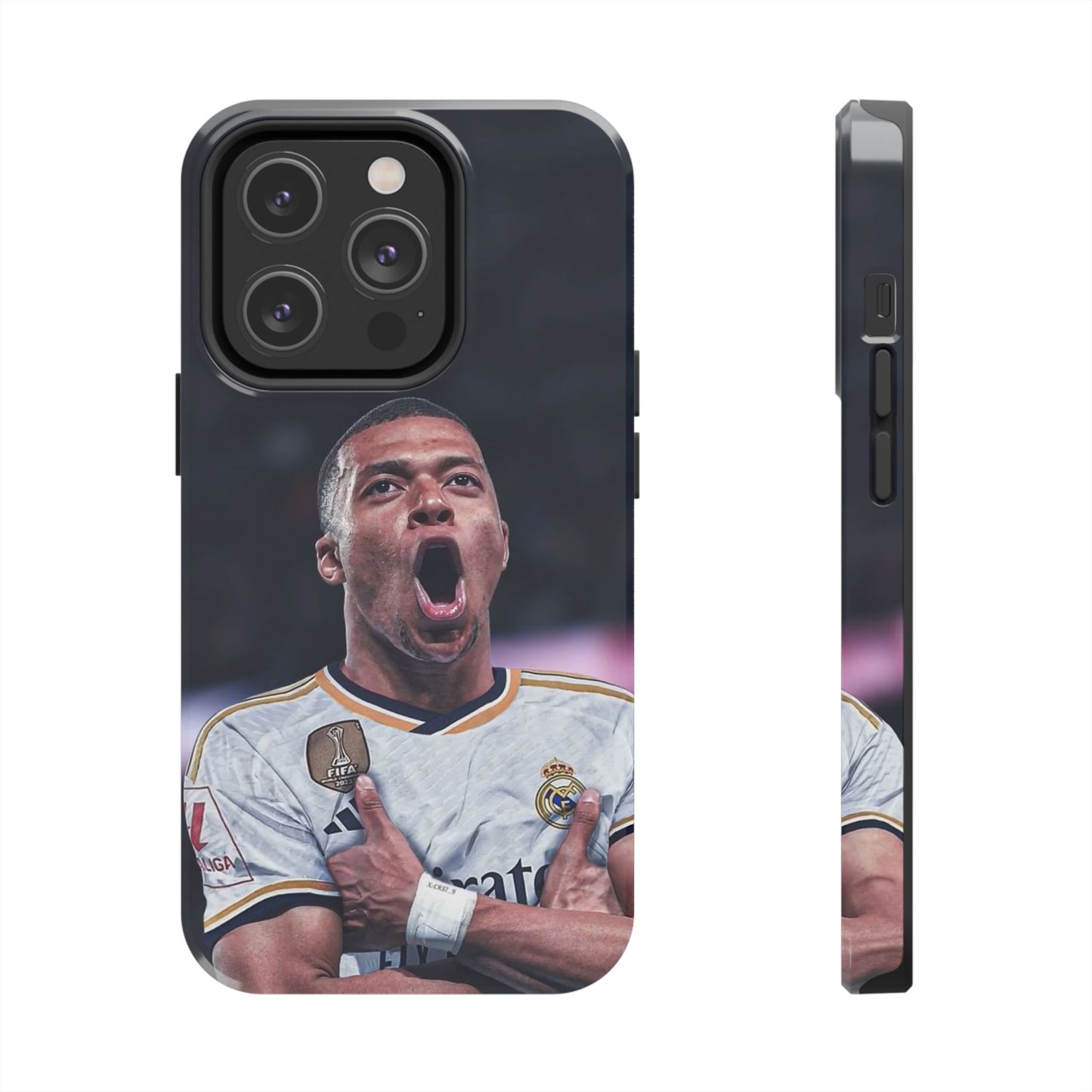 Kylian Mbappé Sporty Tough Phone Case with Goal Celebration Design