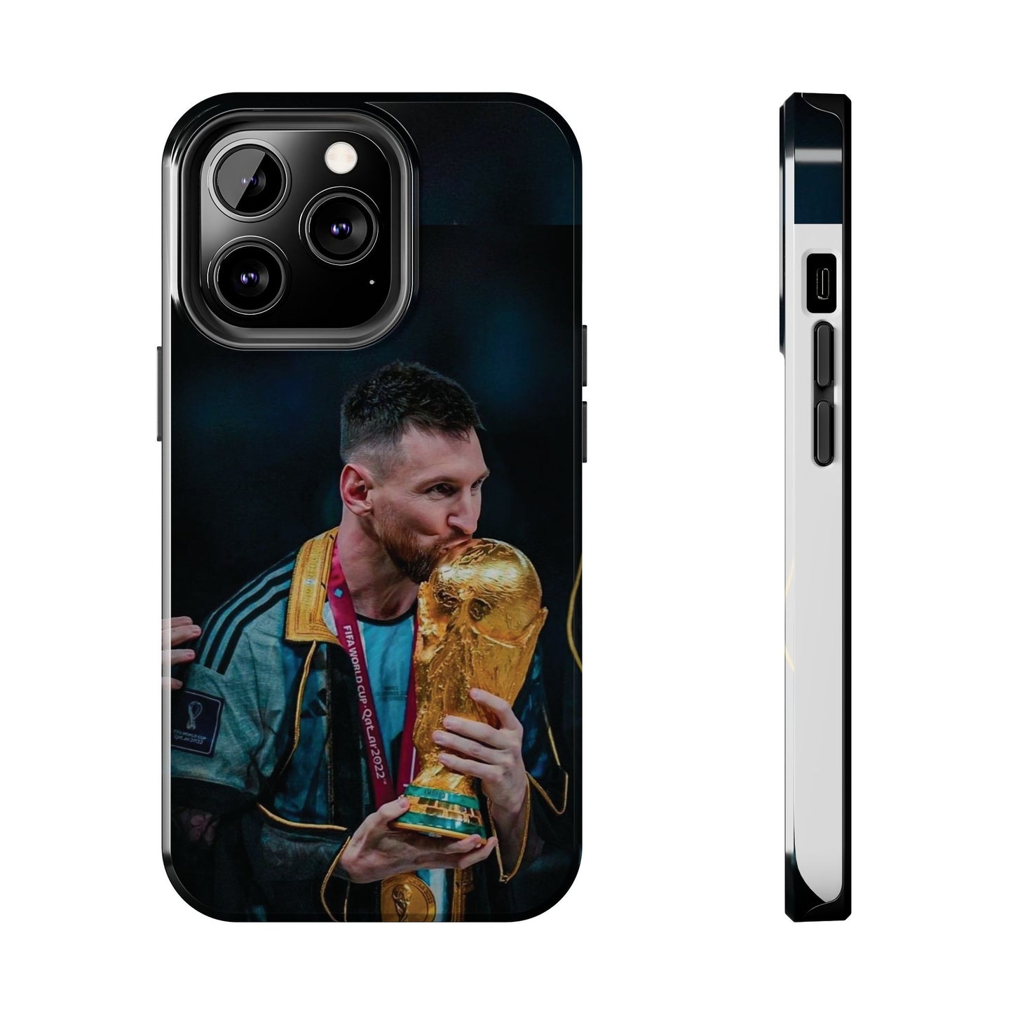 Messi World Cup Champion Tough Phone Case - Messi Trophy Design