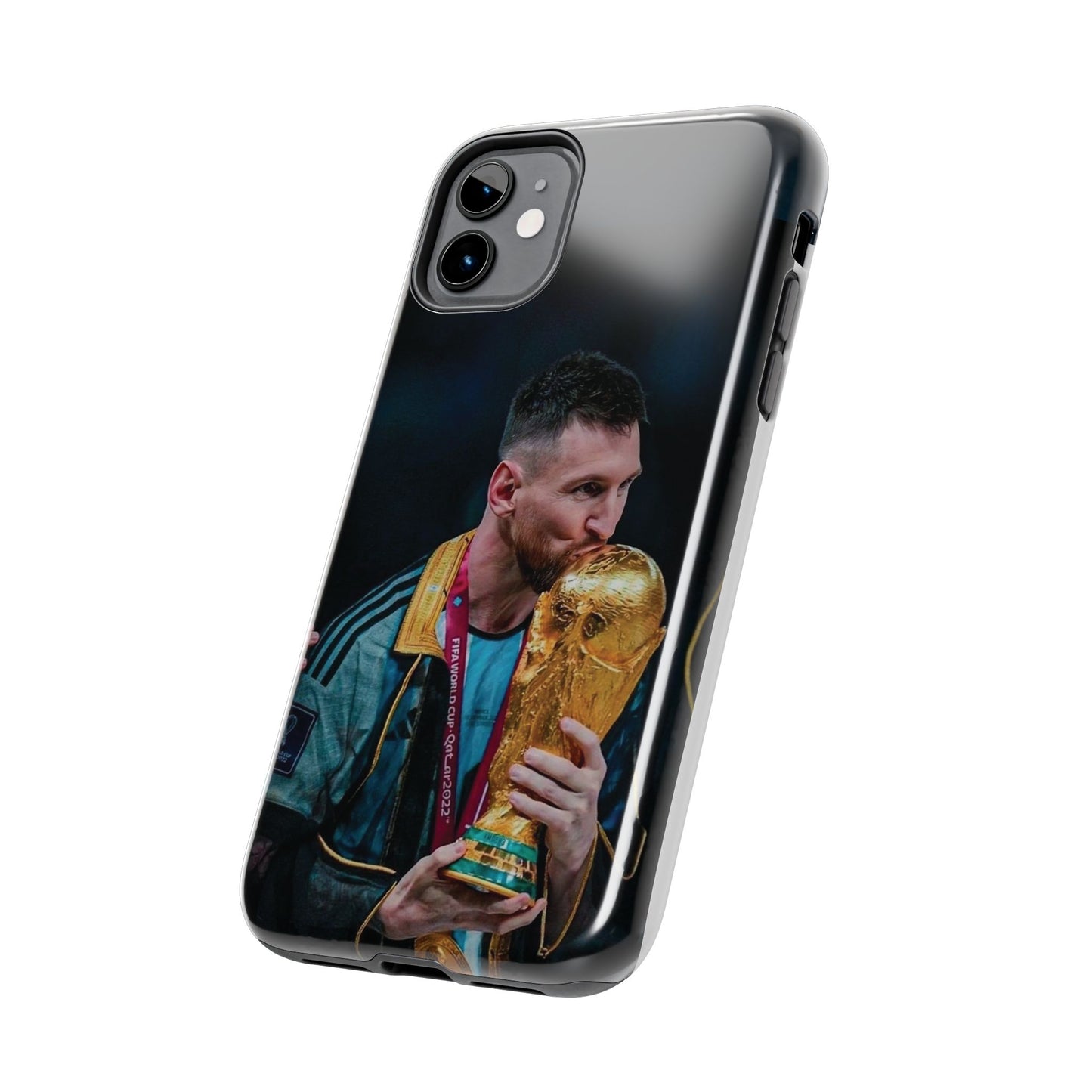Messi World Cup Champion Tough Phone Case - Messi Trophy Design