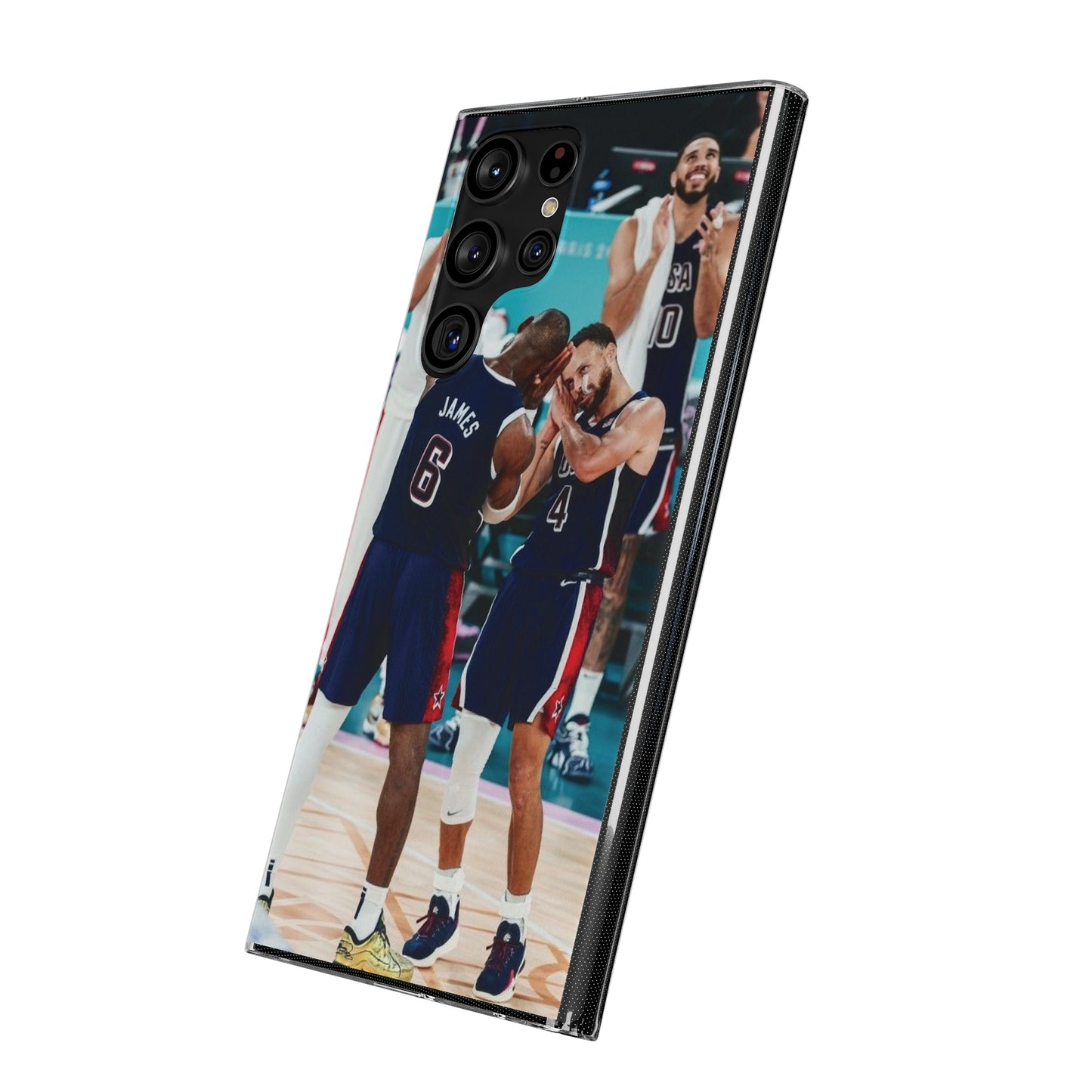 Lebron James, and Steph Curry Team Spirit Soft Phone Case - Basketball Celebration Design