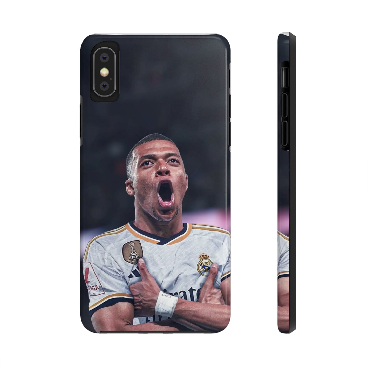 Kylian Mbappé Sporty Tough Phone Case with Goal Celebration Design