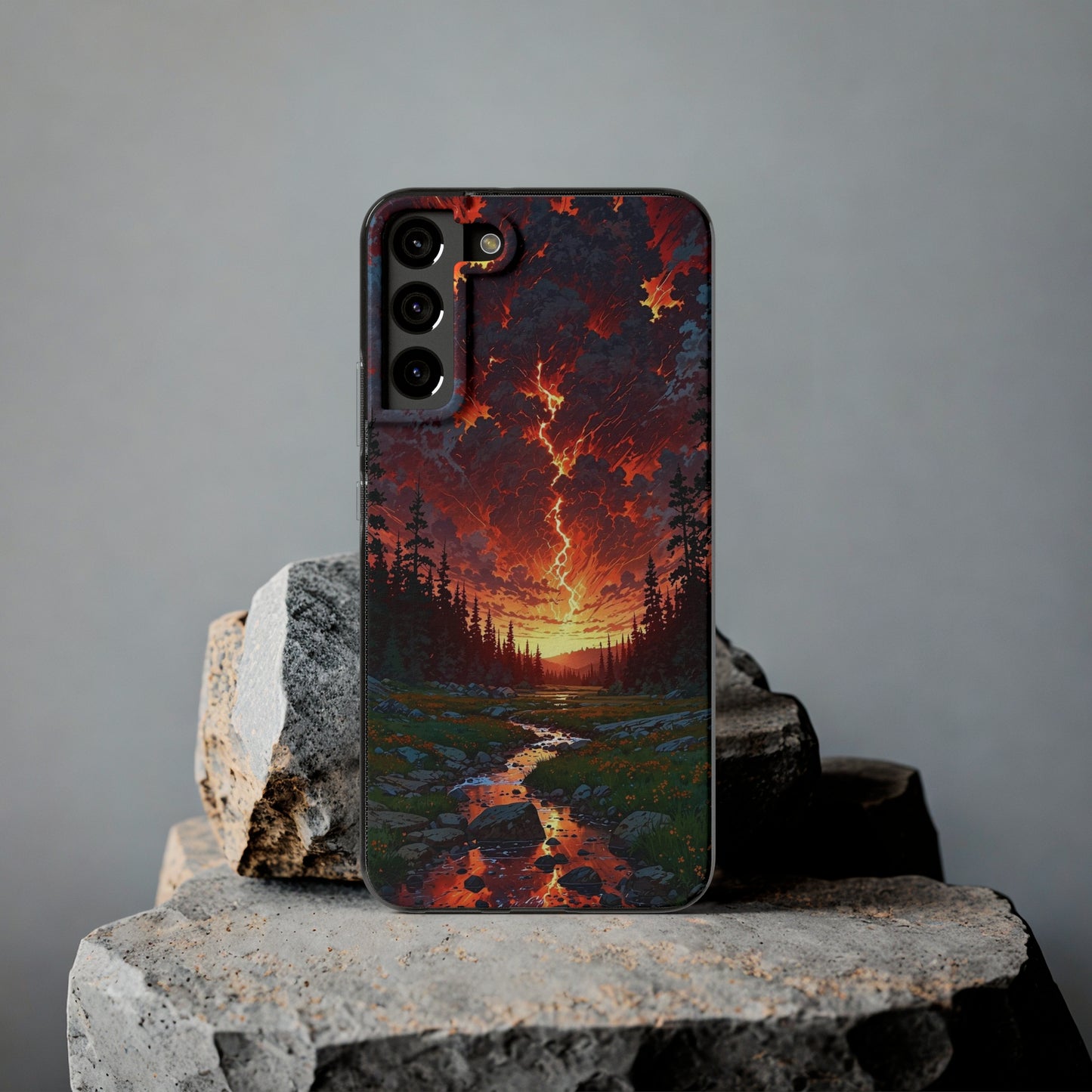 Nature-Inspired Soft Phone Case - Vibrant Sunset Design
