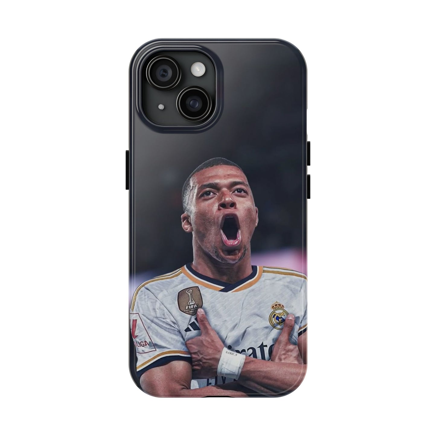 Kylian Mbappé Sporty Tough Phone Case with Goal Celebration Design