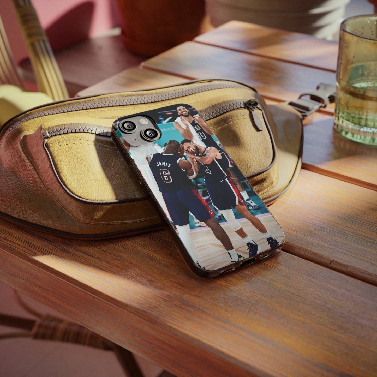 Lebron James, and Steph Curry Team Spirit Soft Phone Case - Basketball Celebration Design