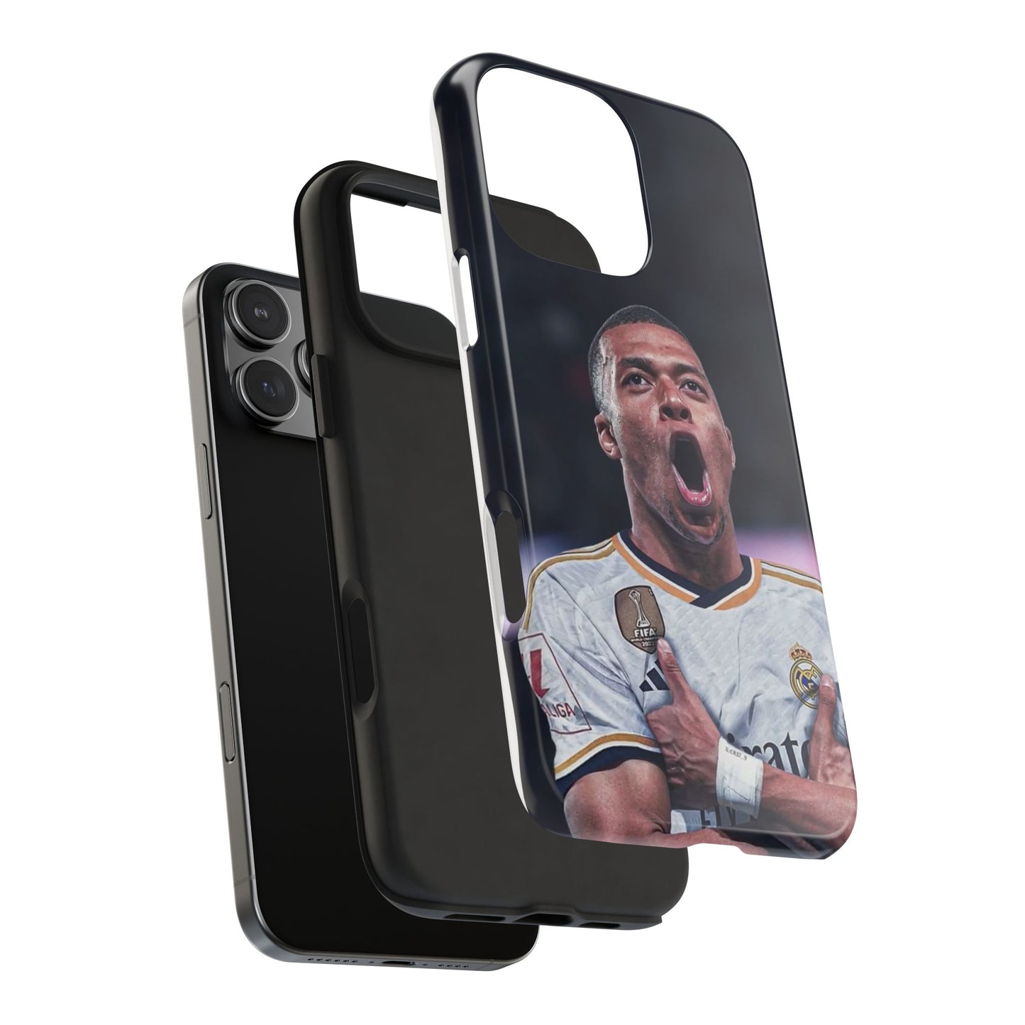Kylian Mbappé Sporty Tough Phone Case with Goal Celebration Design