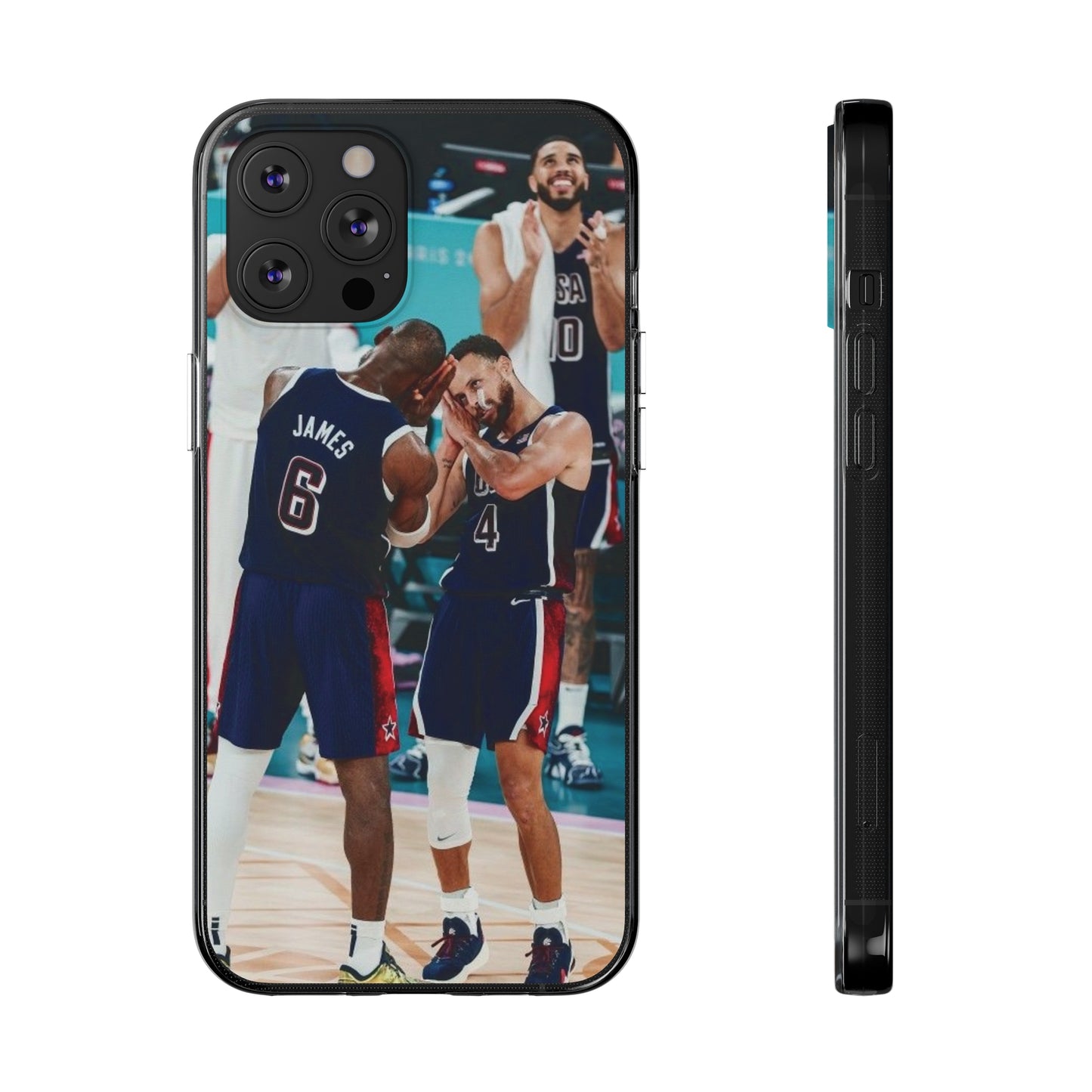 Lebron James, and Steph Curry Team Spirit Soft Phone Case - Basketball Celebration Design
