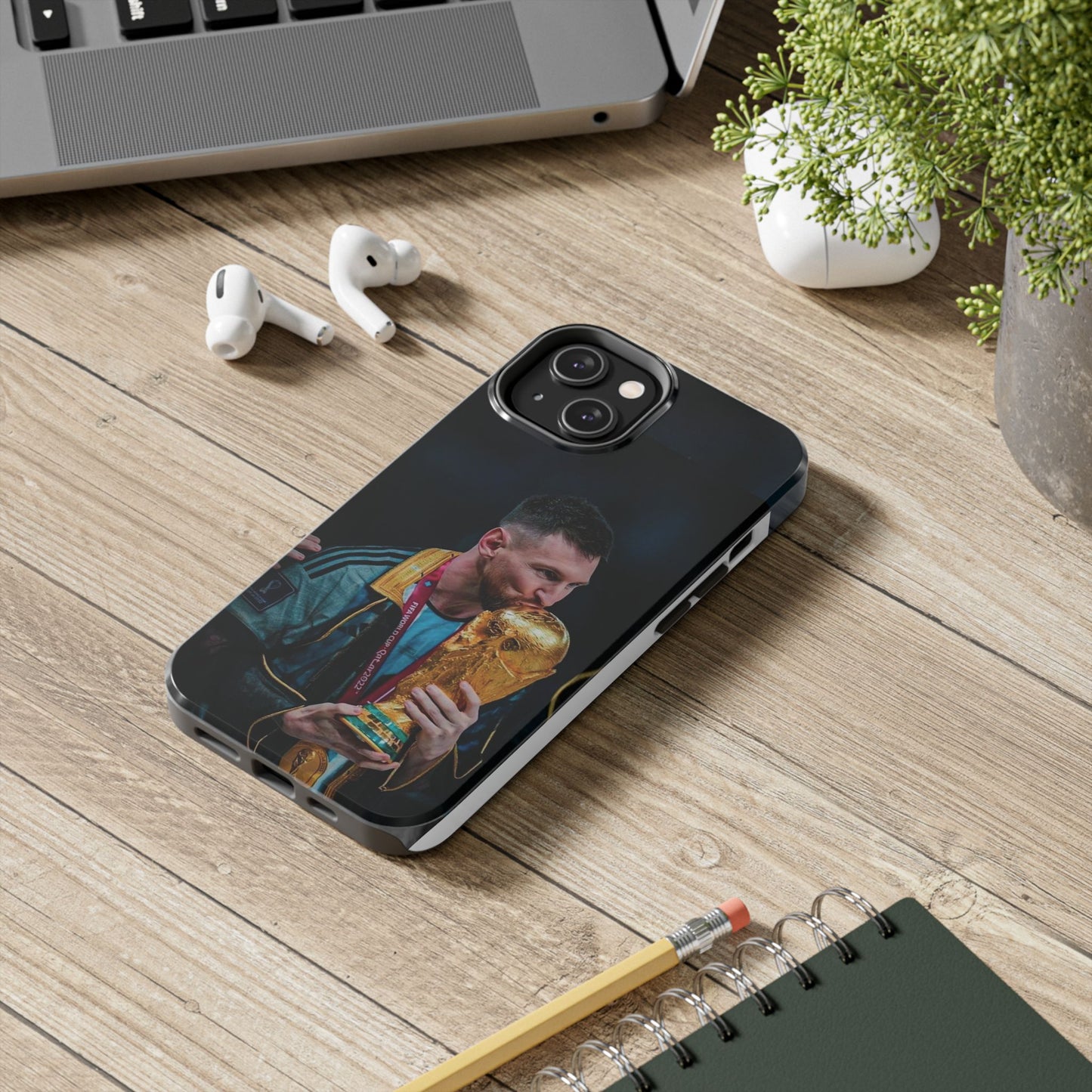 Messi World Cup Champion Tough Phone Case - Messi Trophy Design