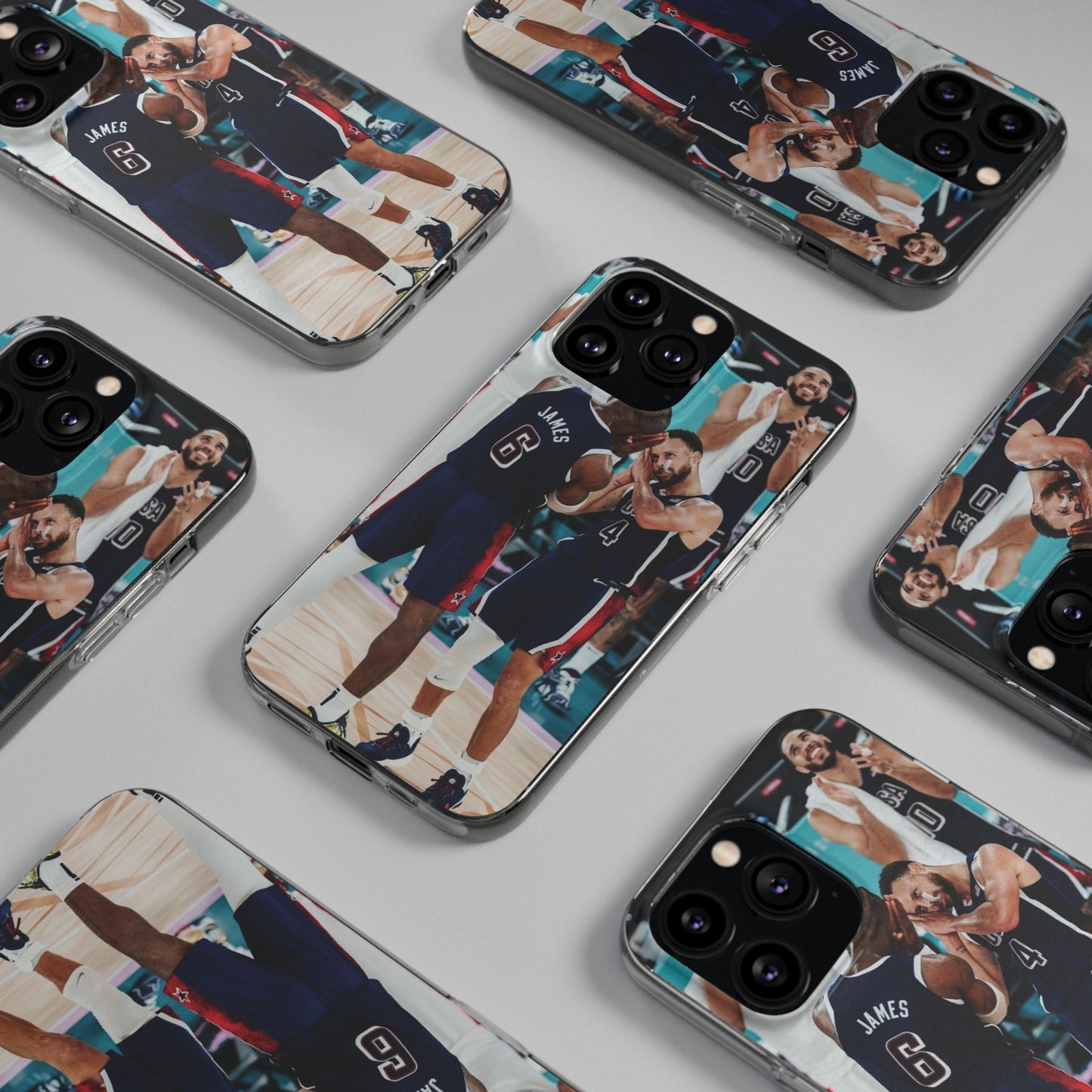 Lebron James, and Steph Curry Team Spirit Soft Phone Case - Basketball Celebration Design