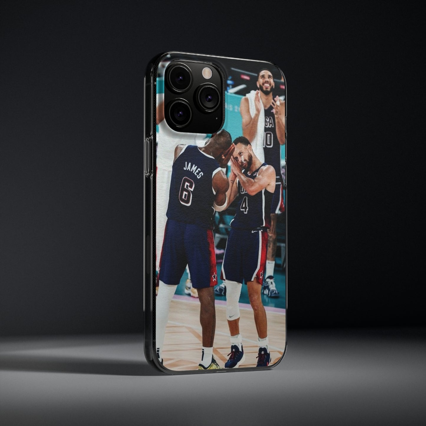 Lebron James, and Steph Curry Team Spirit Soft Phone Case - Basketball Celebration Design