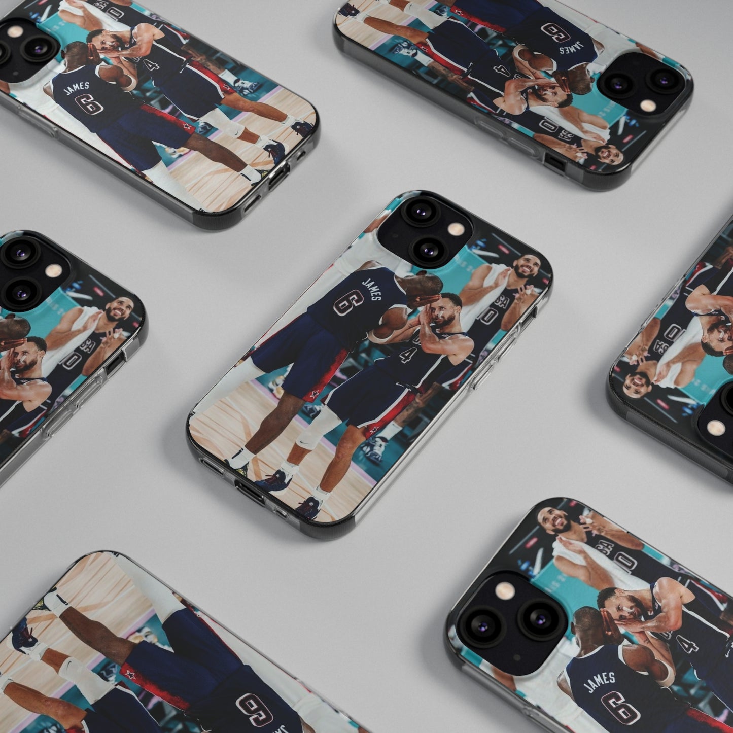 Lebron James, and Steph Curry Team Spirit Soft Phone Case - Basketball Celebration Design