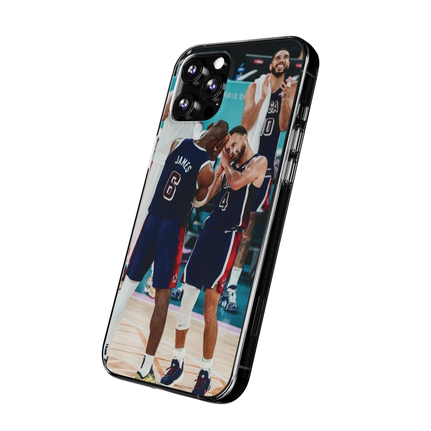 Lebron James, and Steph Curry Team Spirit Soft Phone Case - Basketball Celebration Design