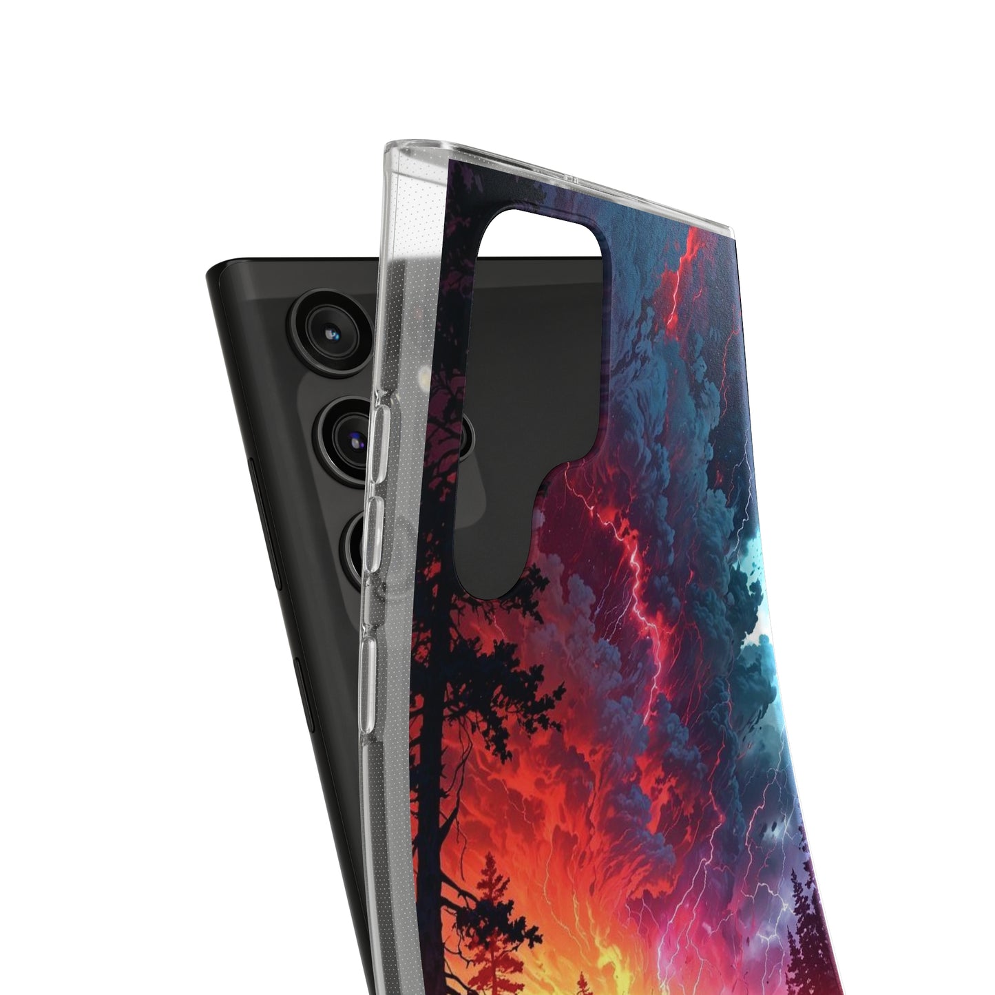 Vibrant Nature Soft Phone Case - Lightning Storm Design
