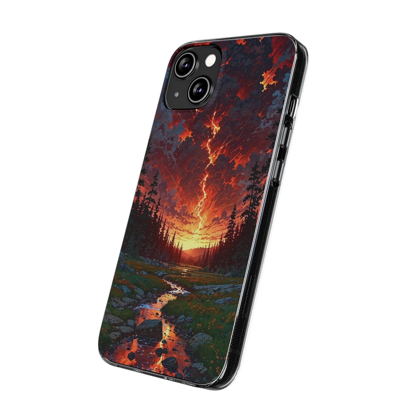 Nature-Inspired Soft Phone Case - Vibrant Sunset Design