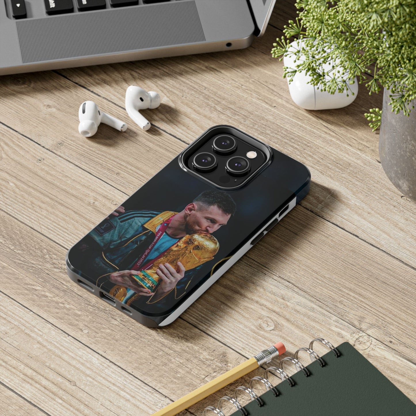 Messi World Cup Champion Tough Phone Case - Messi Trophy Design