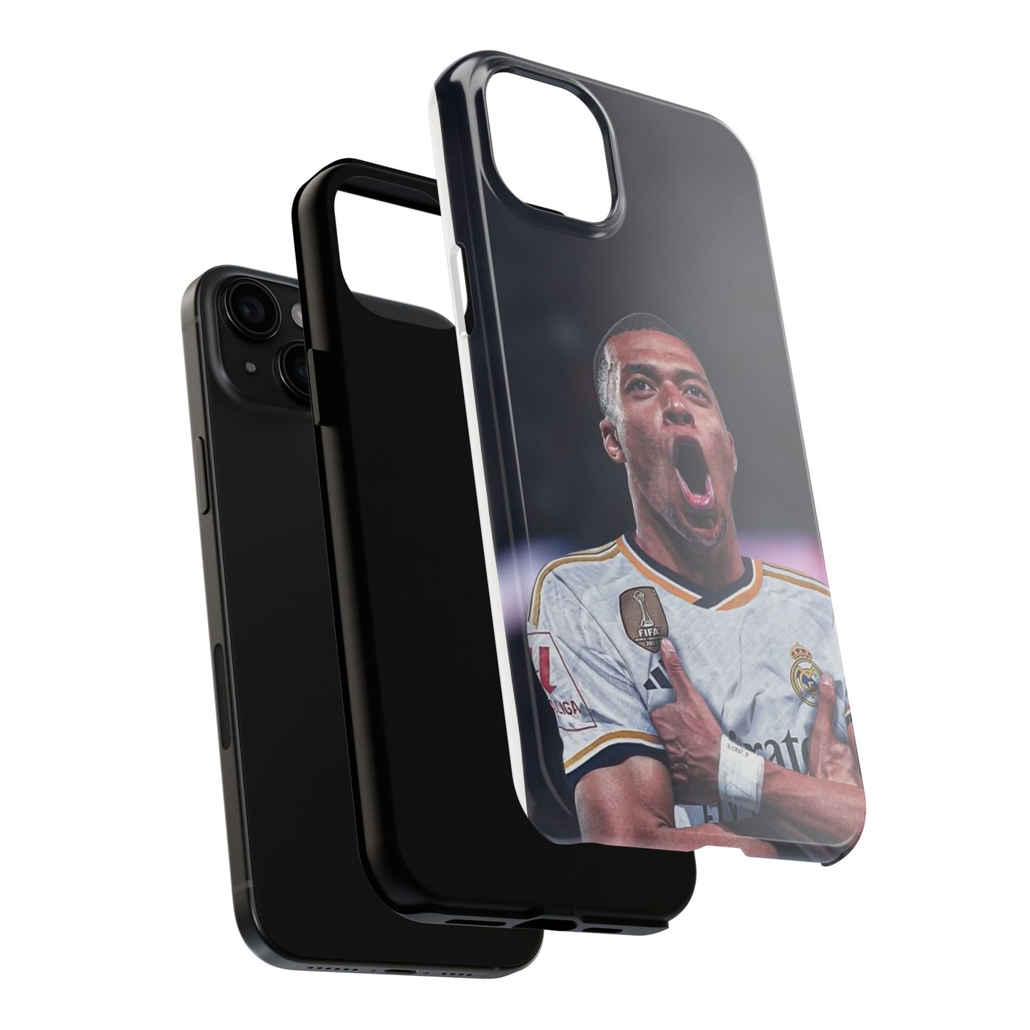 Kylian Mbappé Sporty Tough Phone Case with Goal Celebration Design