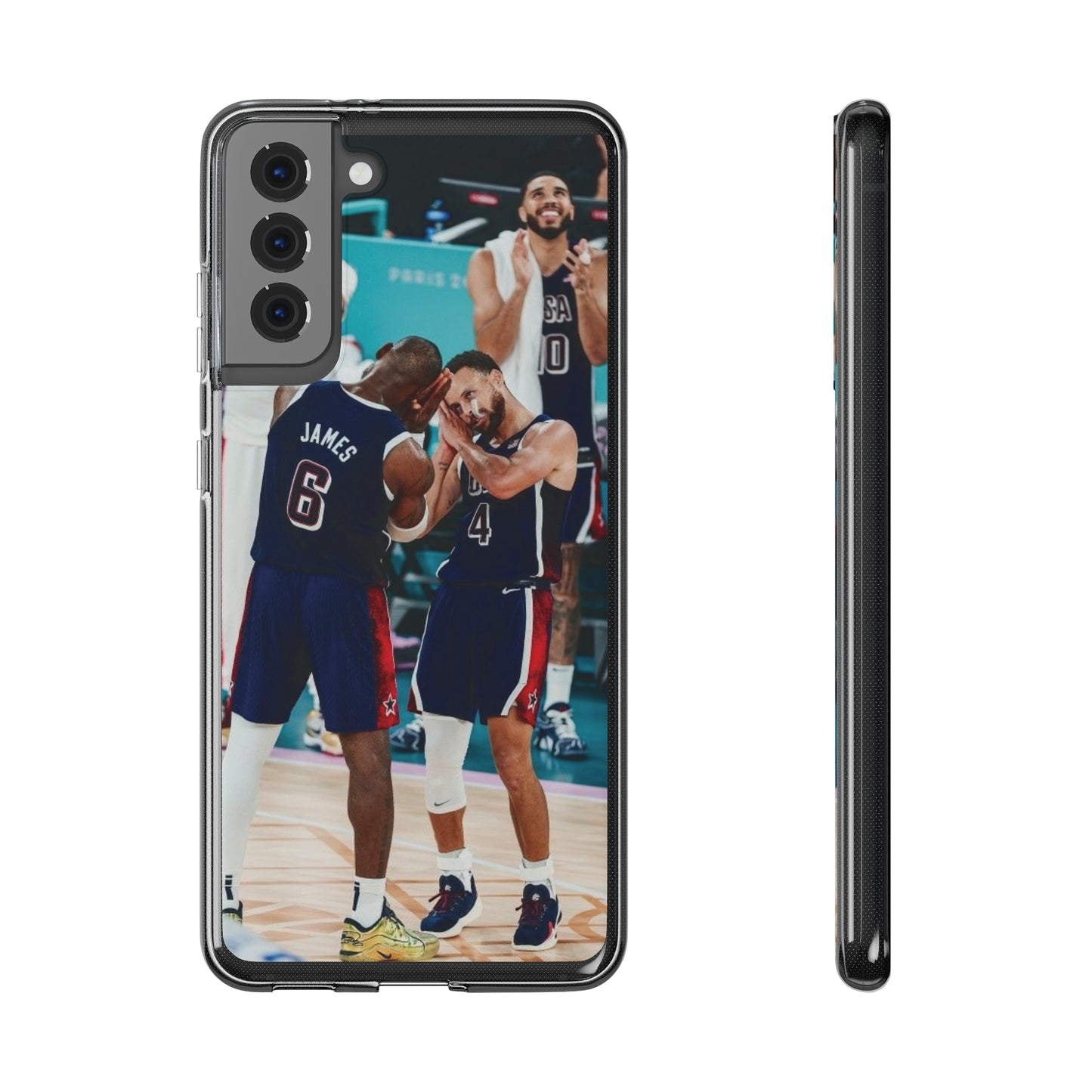 Lebron James, and Steph Curry Team Spirit Soft Phone Case - Basketball Celebration Design
