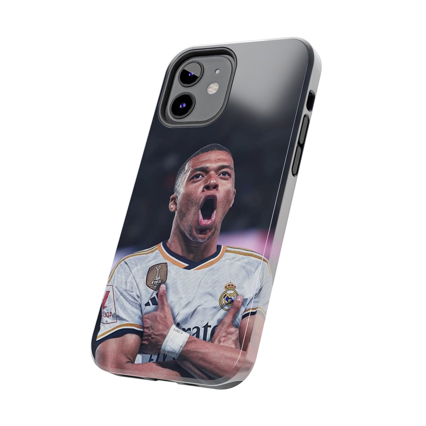 Kylian Mbappé Sporty Tough Phone Case with Goal Celebration Design