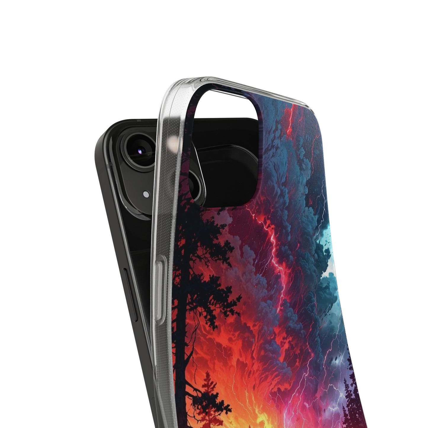 Vibrant Nature Soft Phone Case - Lightning Storm Design