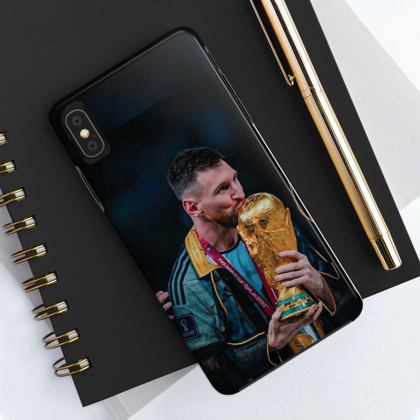 Messi World Cup Champion Tough Phone Case - Messi Trophy Design