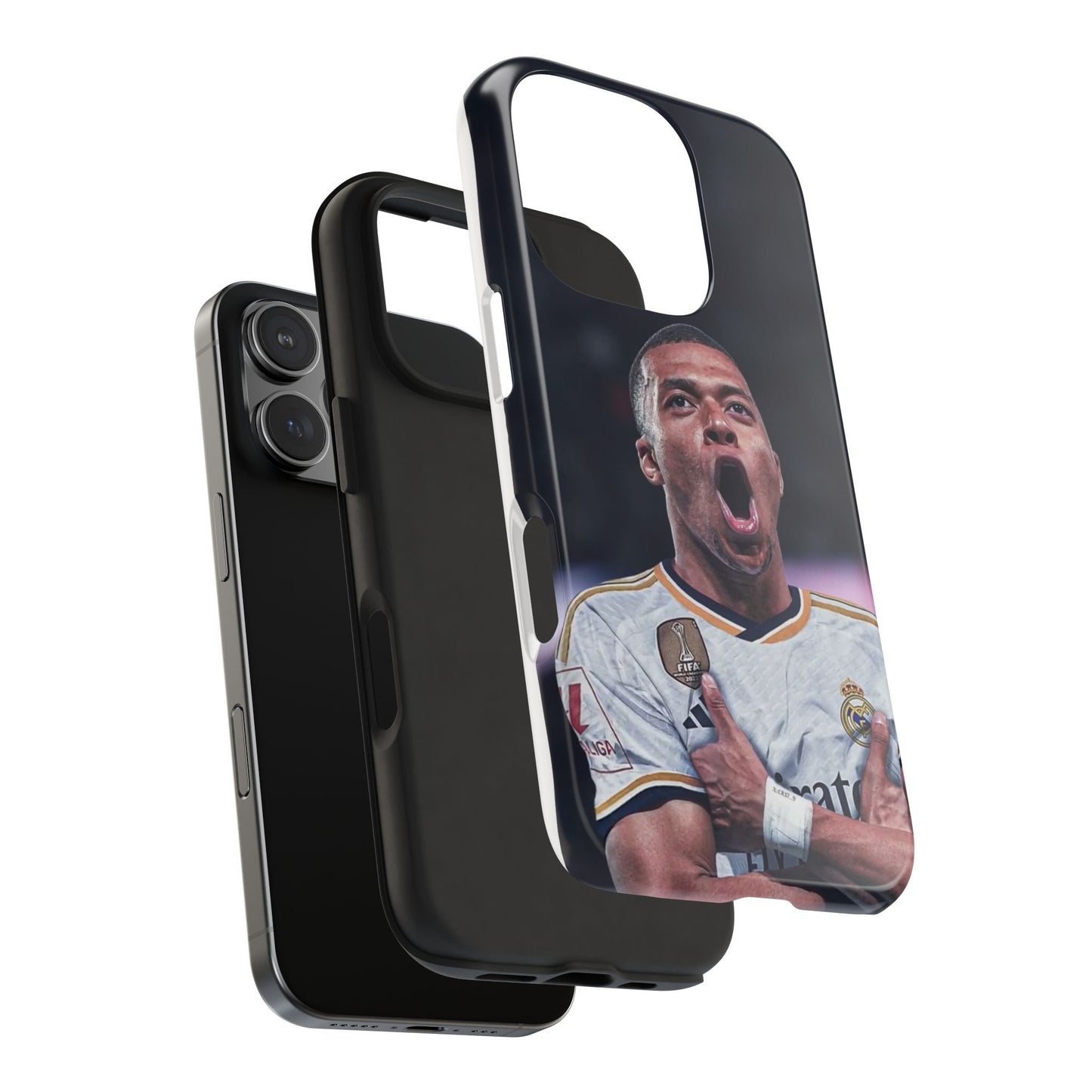 Kylian Mbappé Sporty Tough Phone Case with Goal Celebration Design