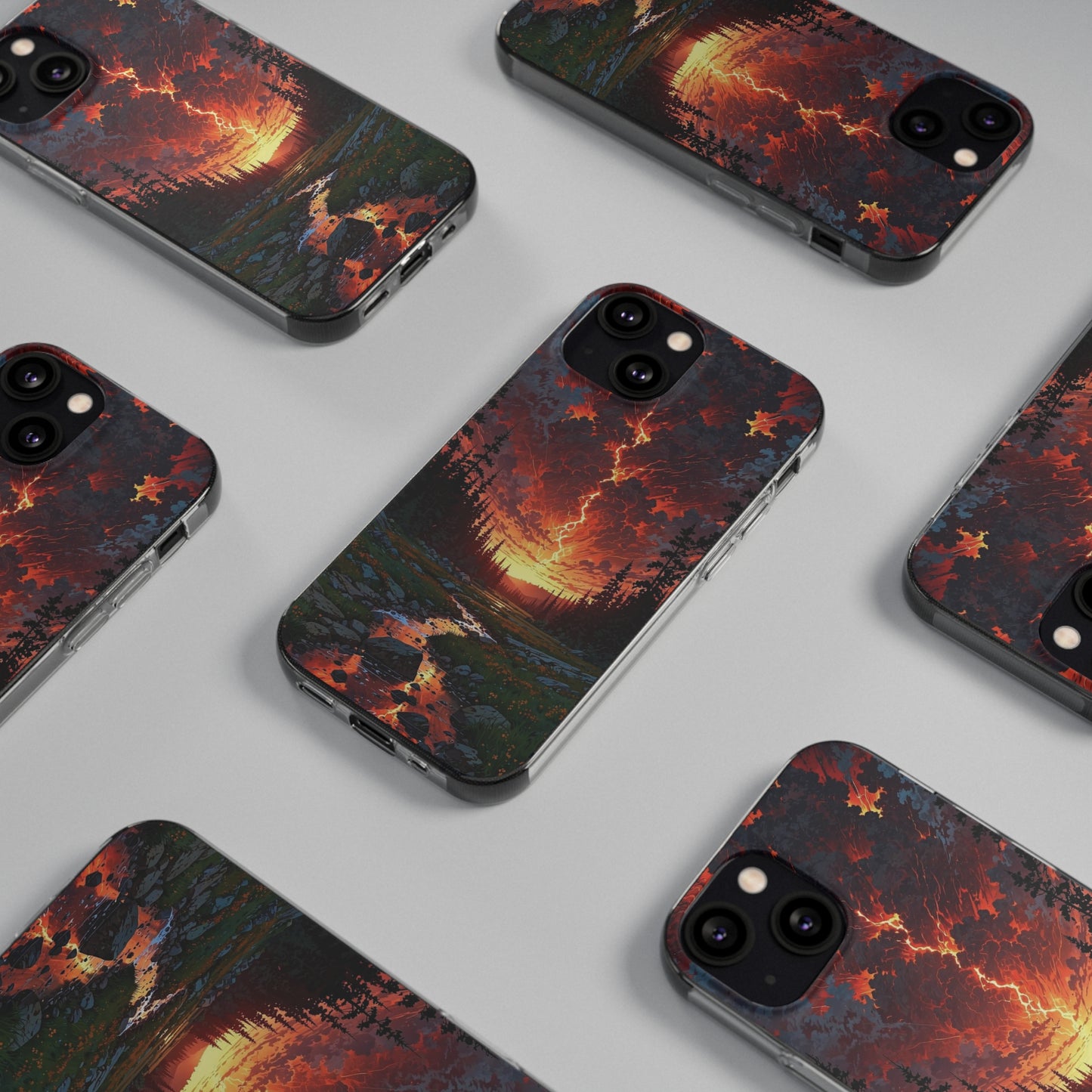 Nature-Inspired Soft Phone Case - Vibrant Sunset Design