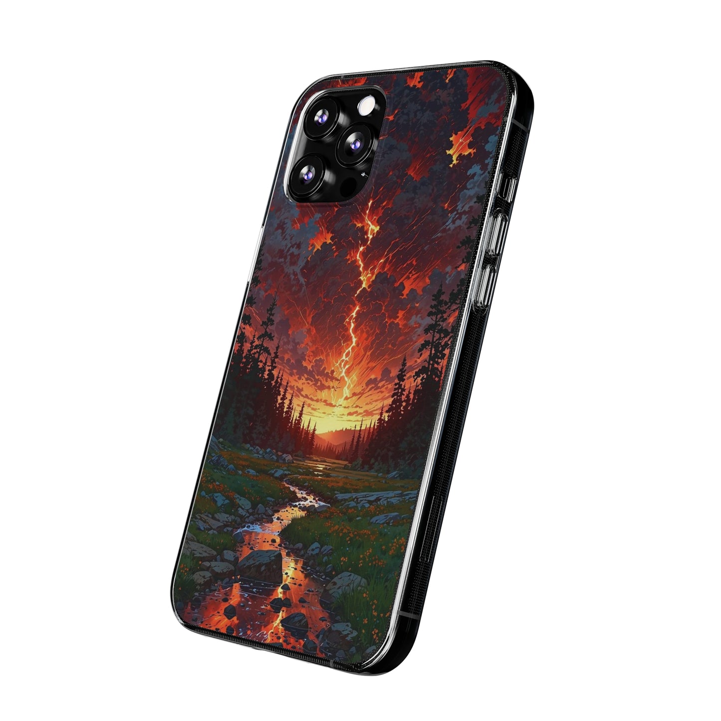 Nature-Inspired Soft Phone Case - Vibrant Sunset Design