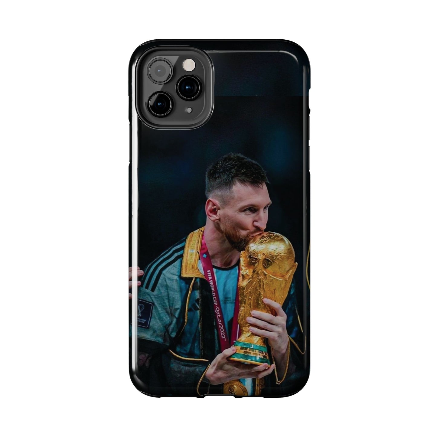 Messi World Cup Champion Tough Phone Case - Messi Trophy Design