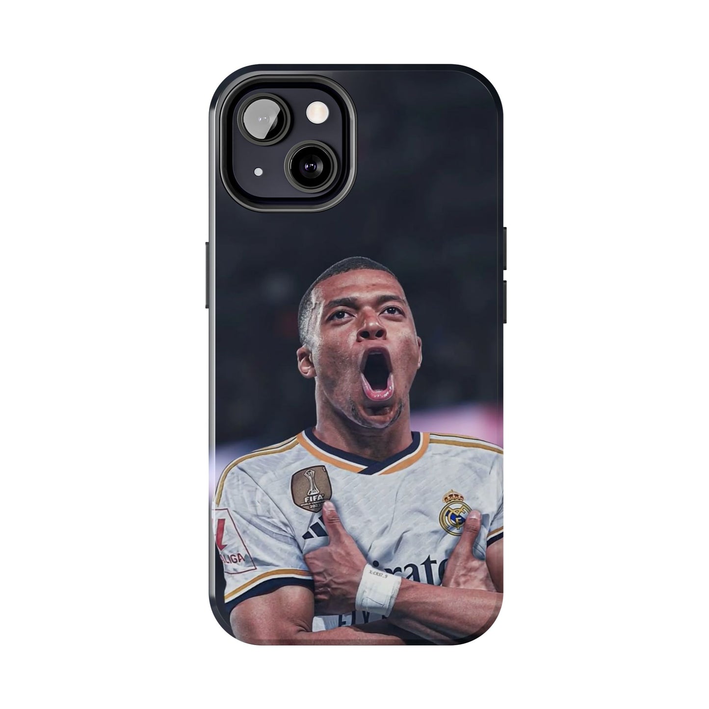 Kylian Mbappé Sporty Tough Phone Case with Goal Celebration Design