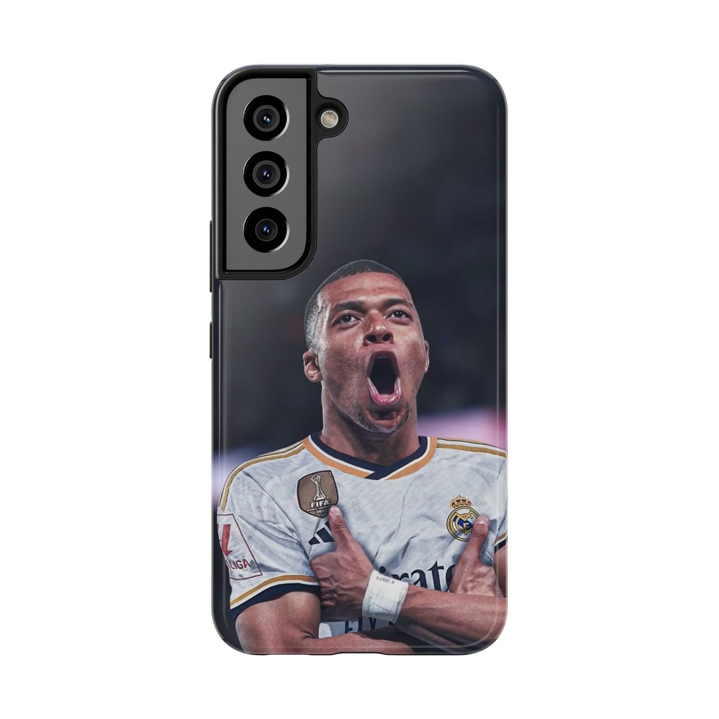 Kylian Mbappé Sporty Tough Phone Case with Goal Celebration Design