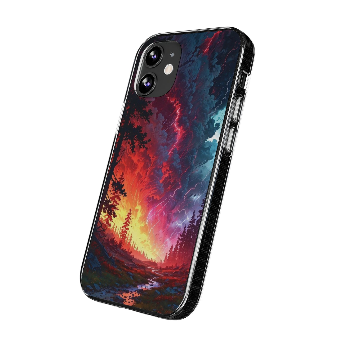 Vibrant Nature Soft Phone Case - Lightning Storm Design