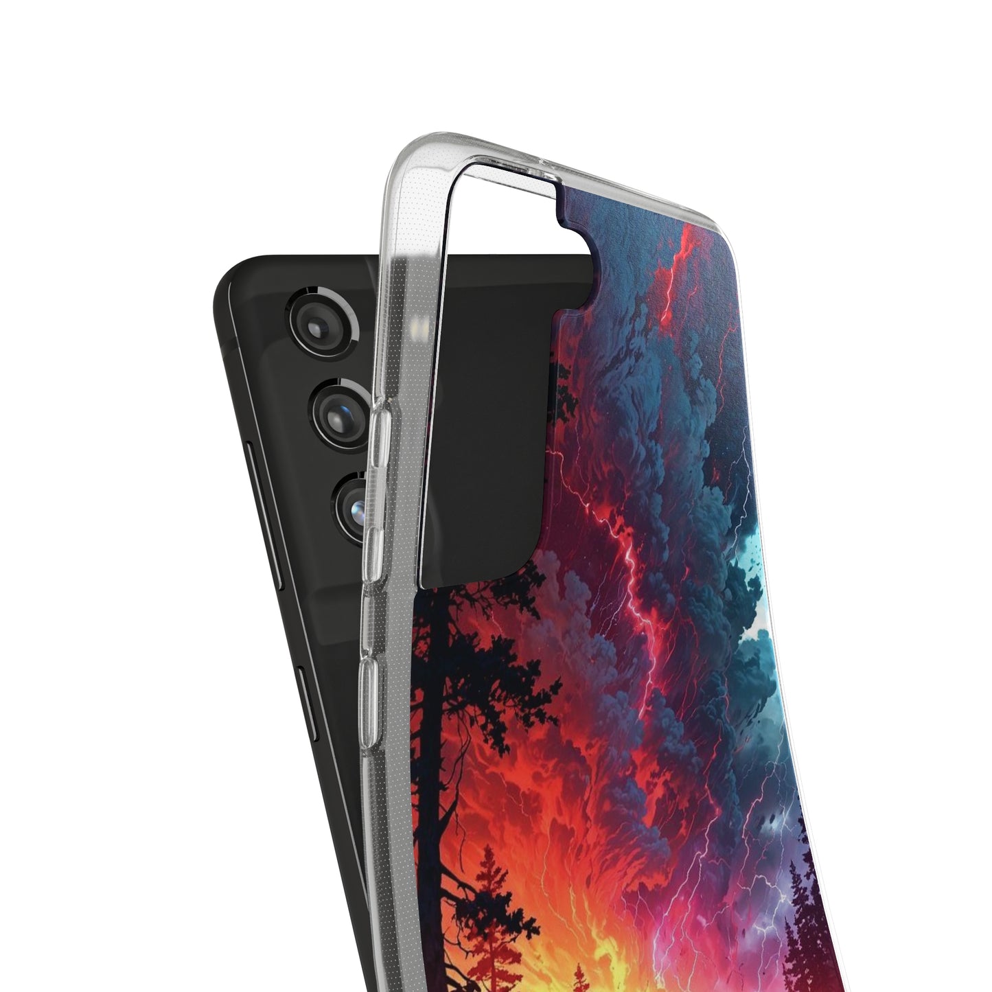 Vibrant Nature Soft Phone Case - Lightning Storm Design