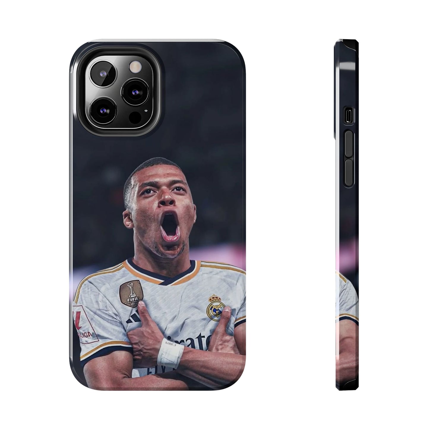 Kylian Mbappé Sporty Tough Phone Case with Goal Celebration Design