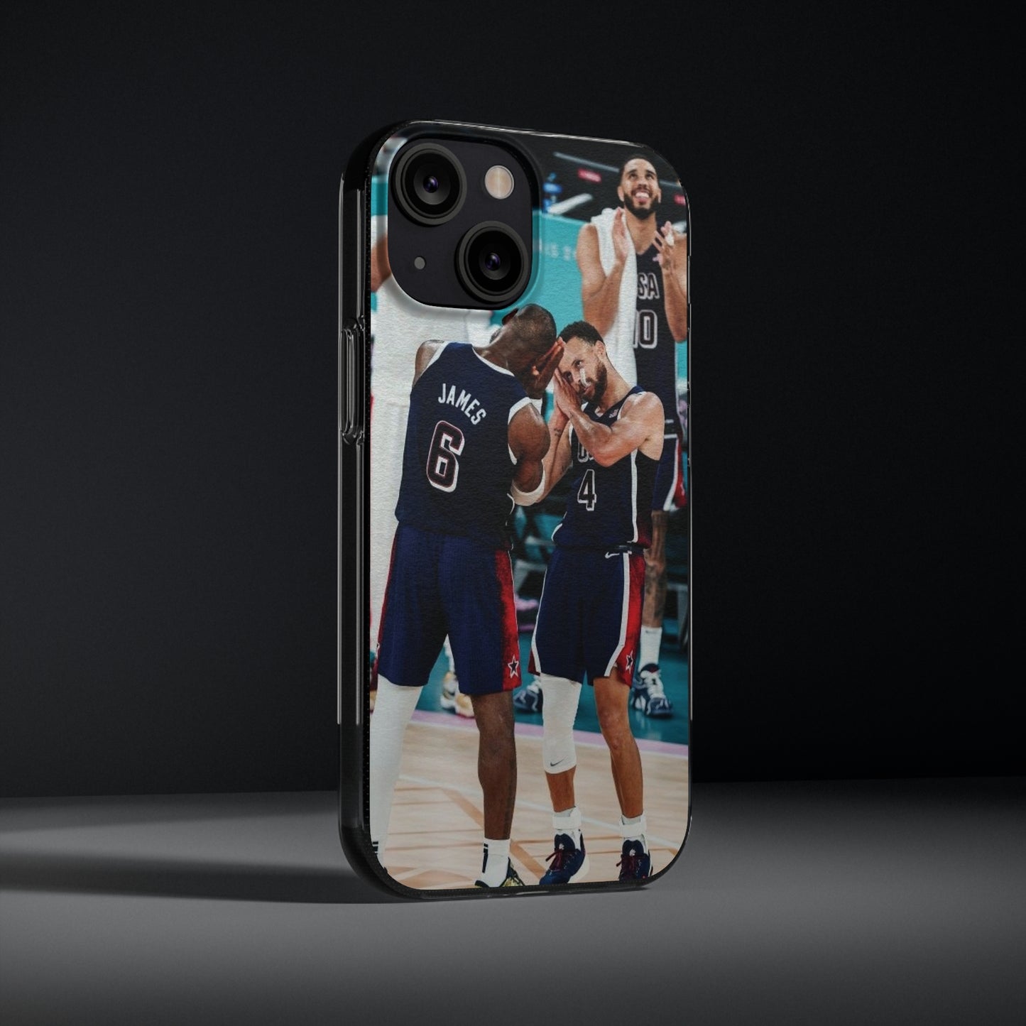 Lebron James, and Steph Curry Team Spirit Soft Phone Case - Basketball Celebration Design