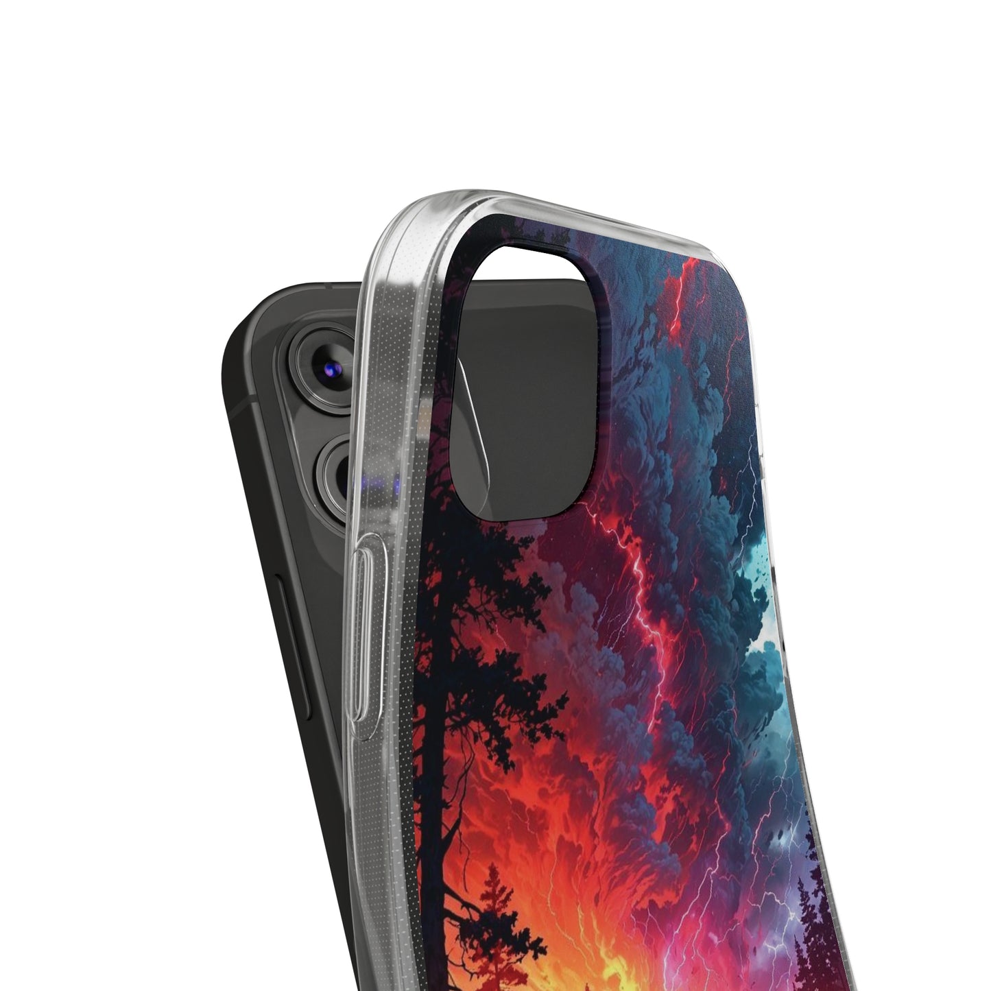 Vibrant Nature Soft Phone Case - Lightning Storm Design