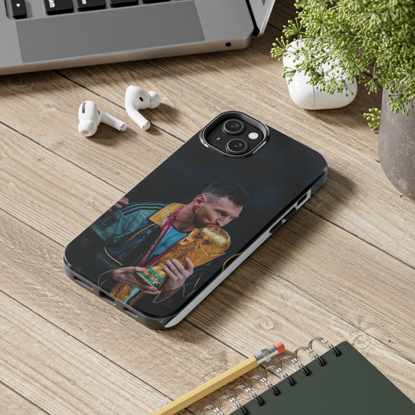 Messi World Cup Champion Tough Phone Case - Messi Trophy Design