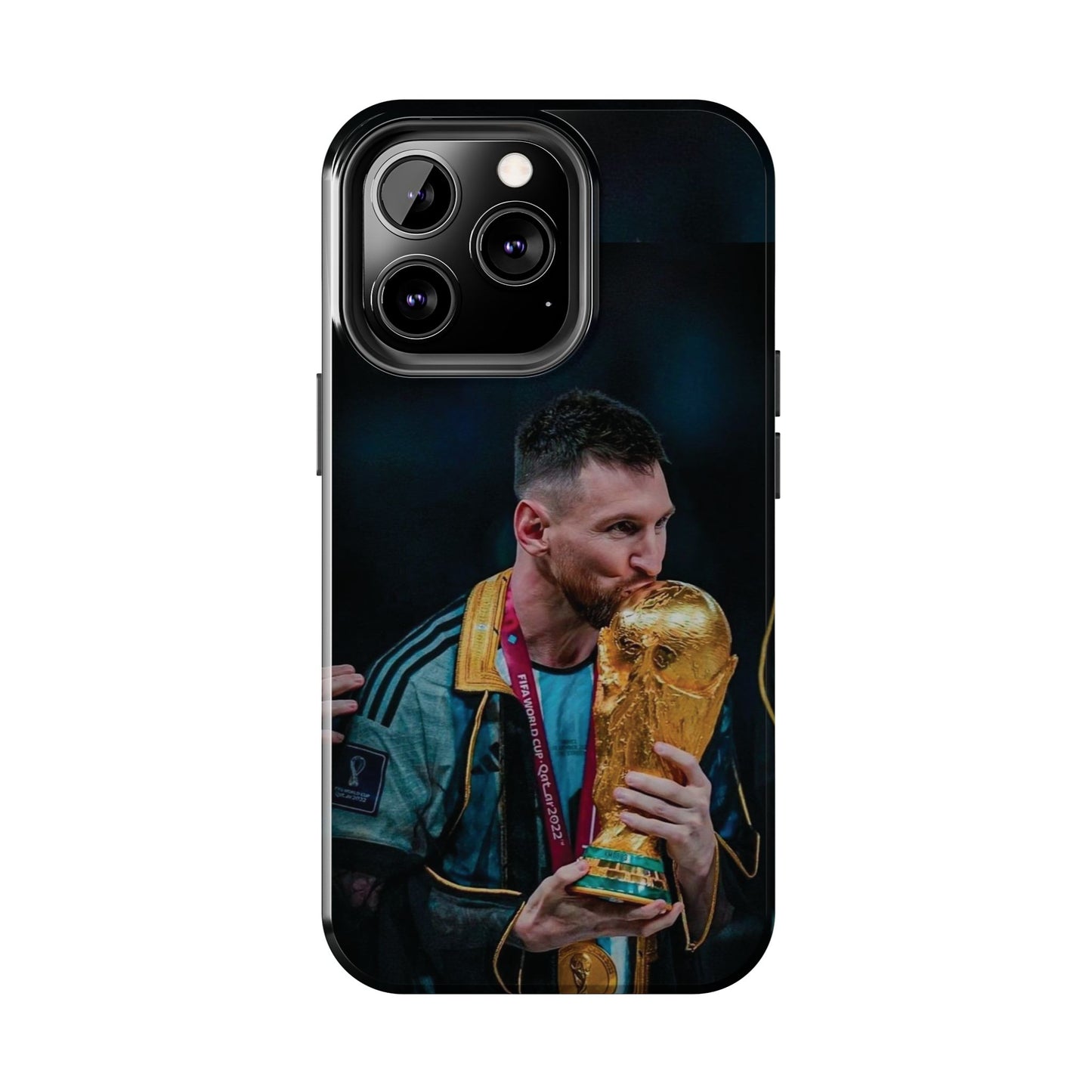 Messi World Cup Champion Tough Phone Case - Messi Trophy Design