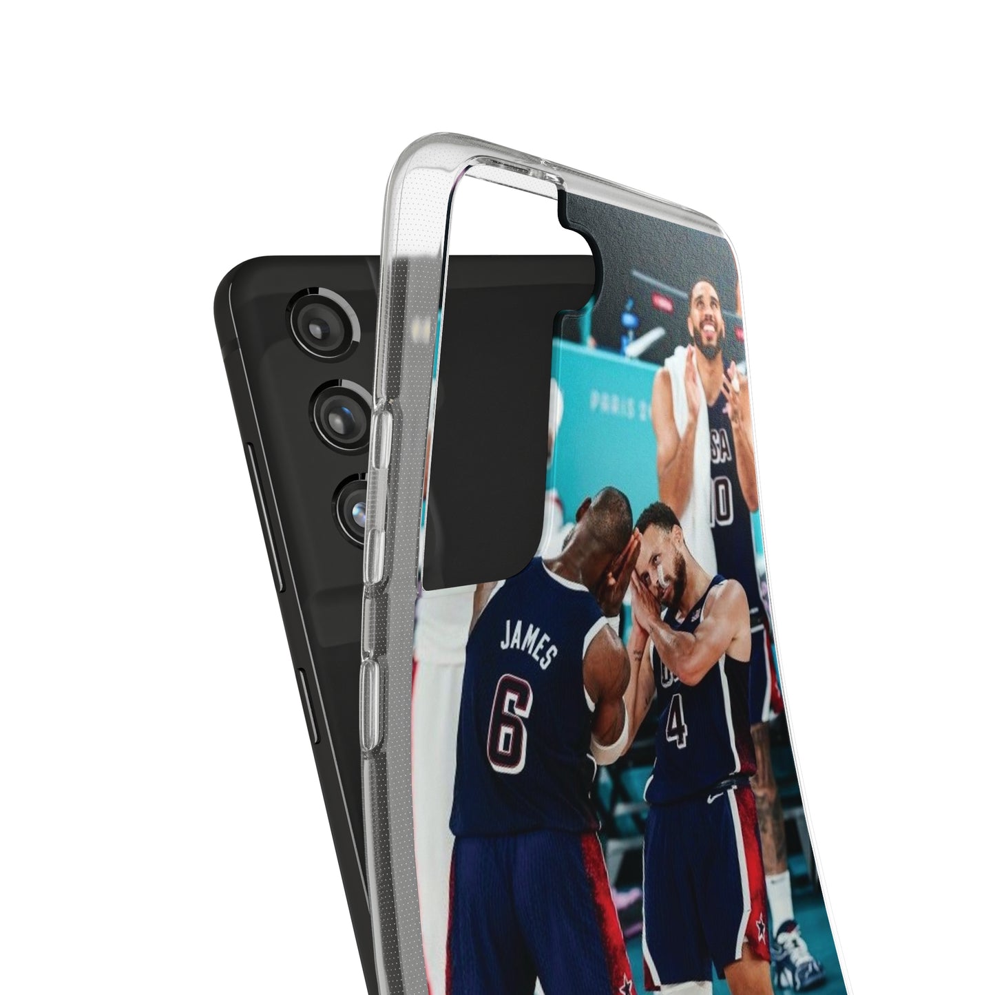 Lebron James, and Steph Curry Team Spirit Soft Phone Case - Basketball Celebration Design