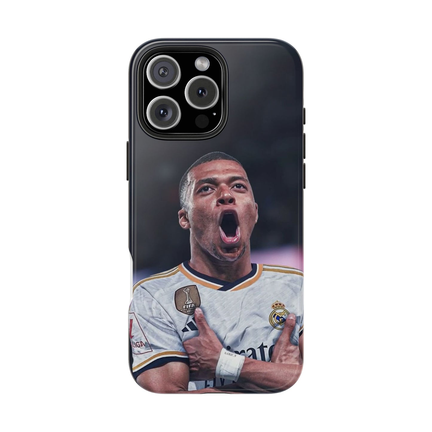 Kylian Mbappé Sporty Tough Phone Case with Goal Celebration Design