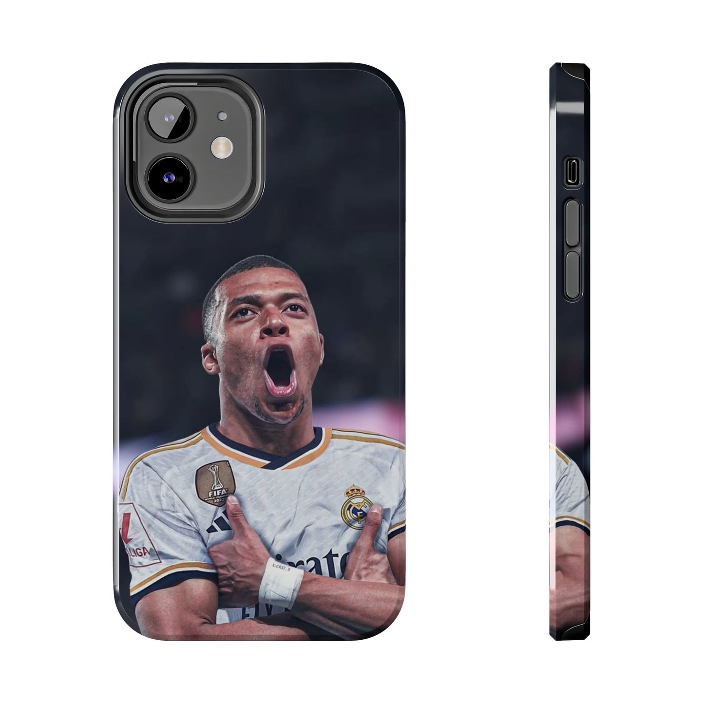 Kylian Mbappé Sporty Tough Phone Case with Goal Celebration Design
