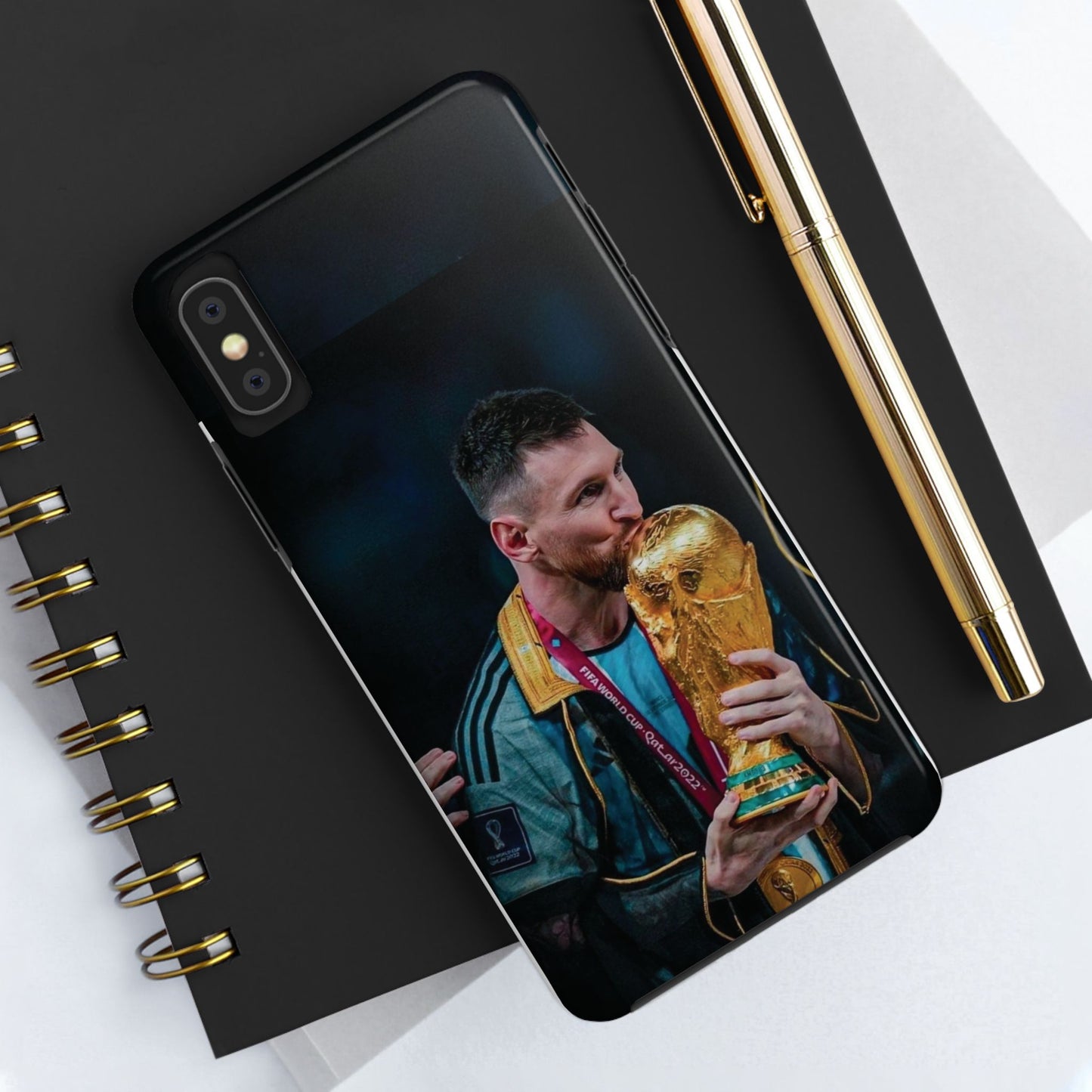 Messi World Cup Champion Tough Phone Case - Messi Trophy Design