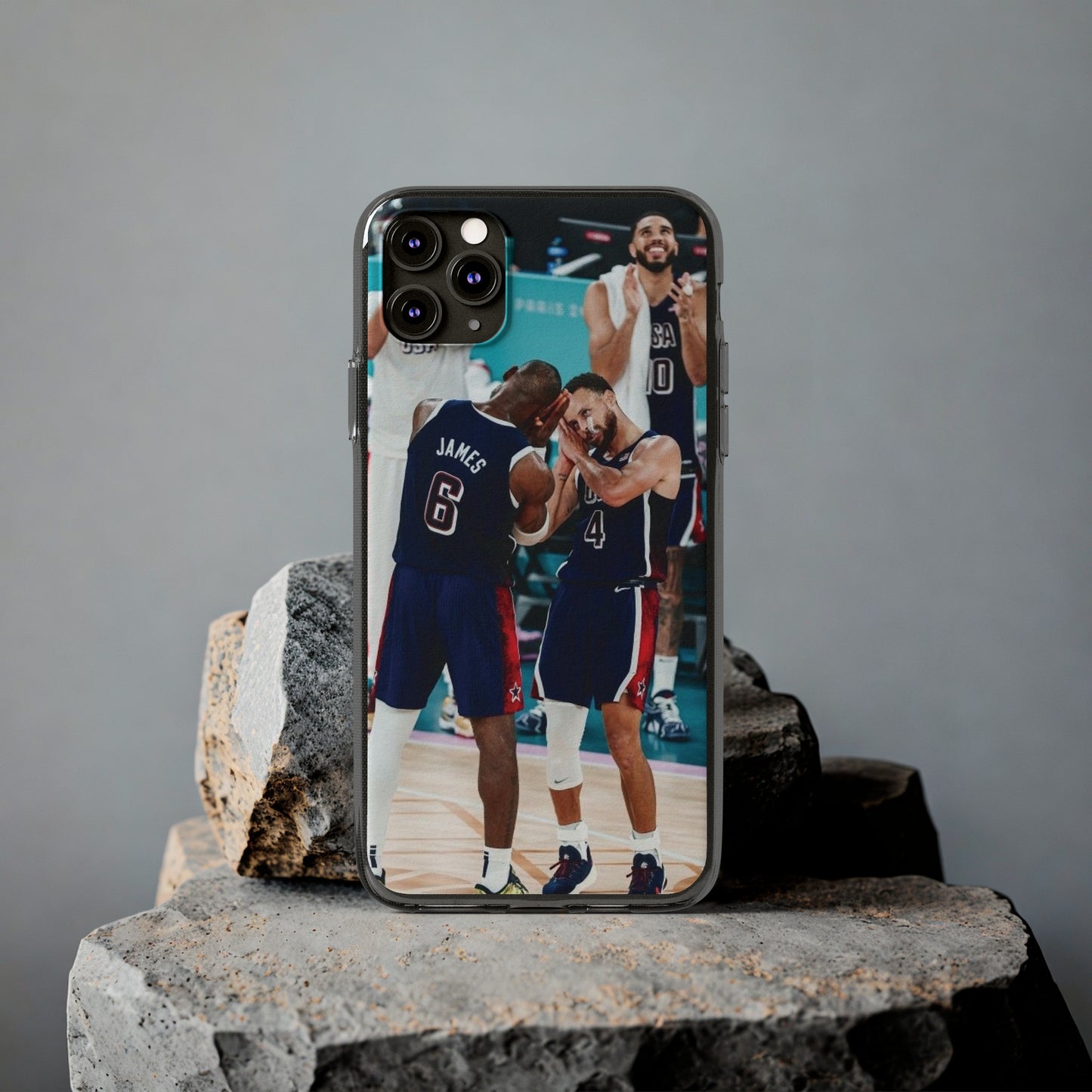 Lebron James, and Steph Curry Team Spirit Soft Phone Case - Basketball Celebration Design