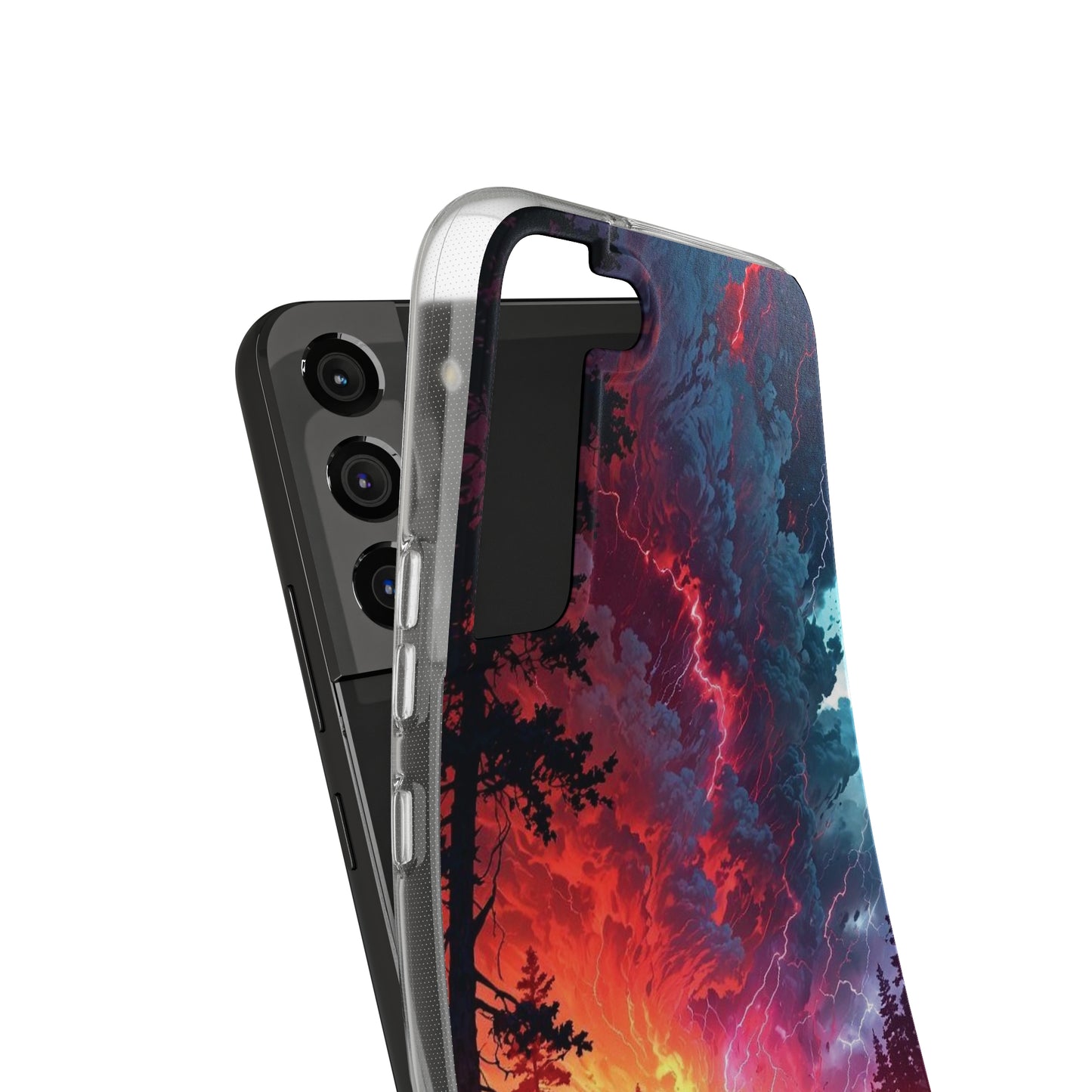 Vibrant Nature Soft Phone Case - Lightning Storm Design