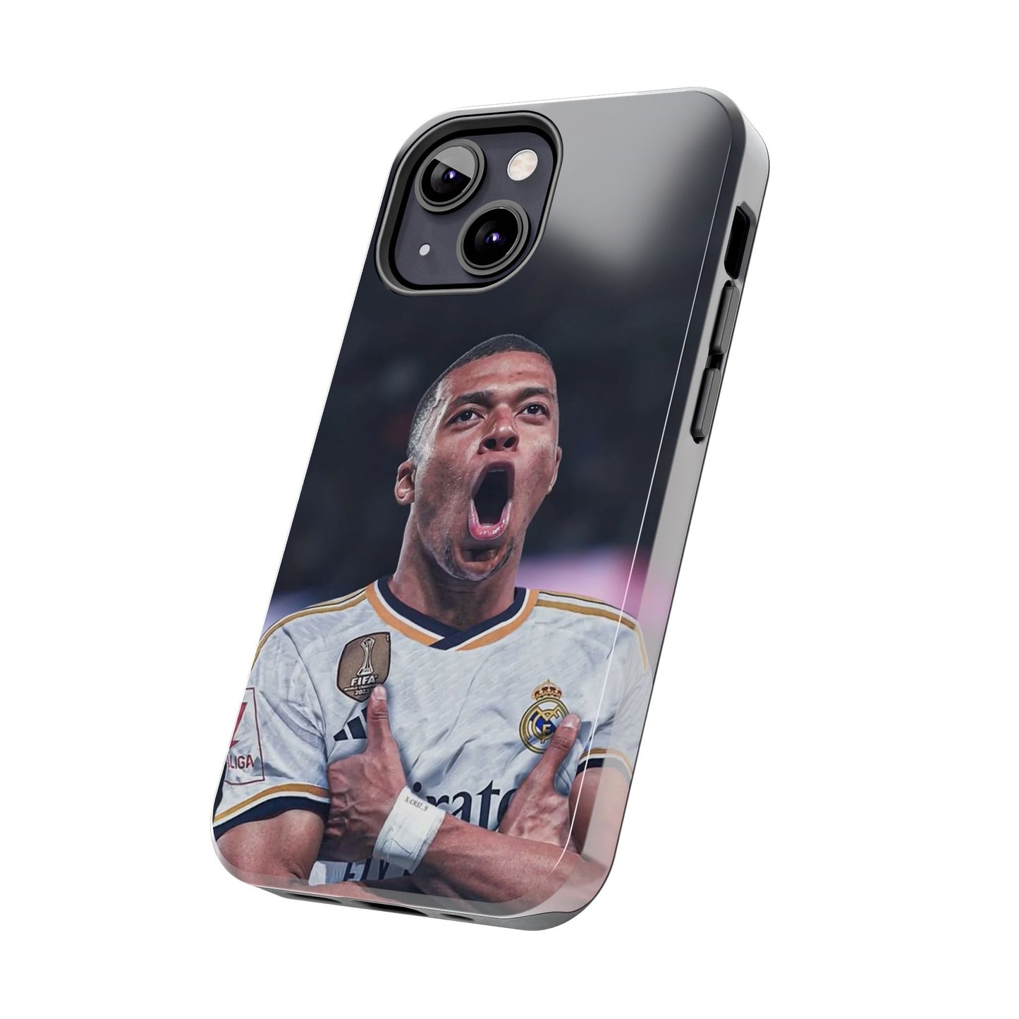 Kylian Mbappé Sporty Tough Phone Case with Goal Celebration Design