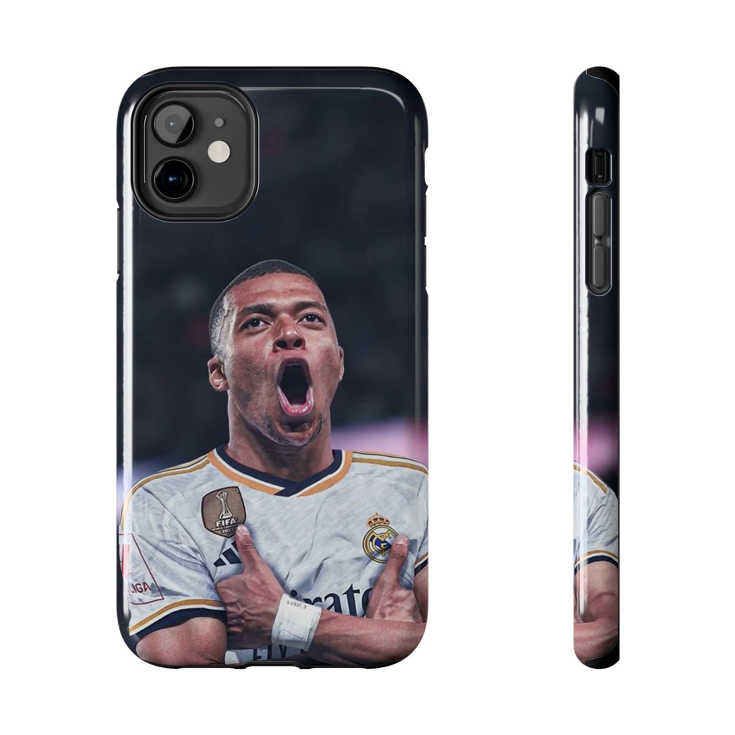 Kylian Mbappé Sporty Tough Phone Case with Goal Celebration Design