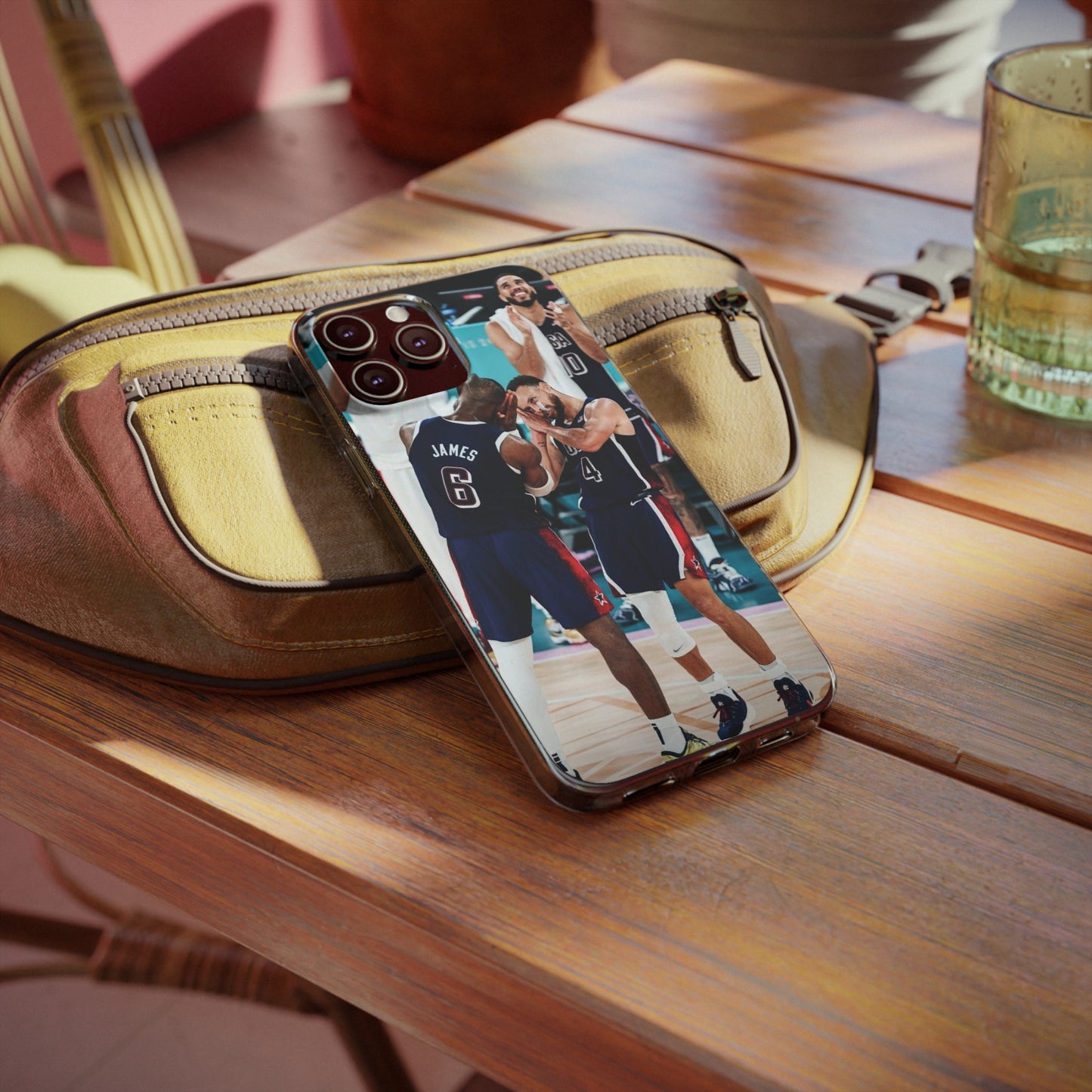 Lebron James, and Steph Curry Team Spirit Soft Phone Case - Basketball Celebration Design