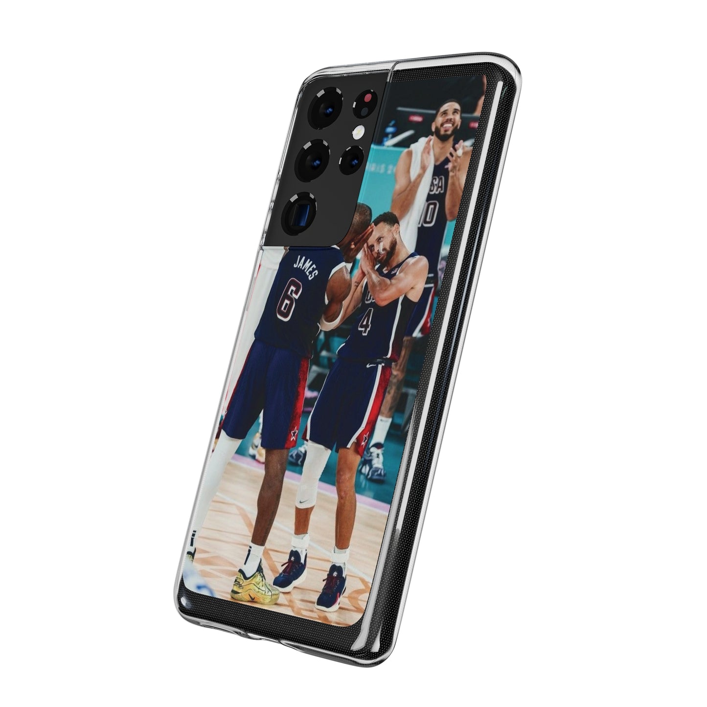 Lebron James, and Steph Curry Team Spirit Soft Phone Case - Basketball Celebration Design