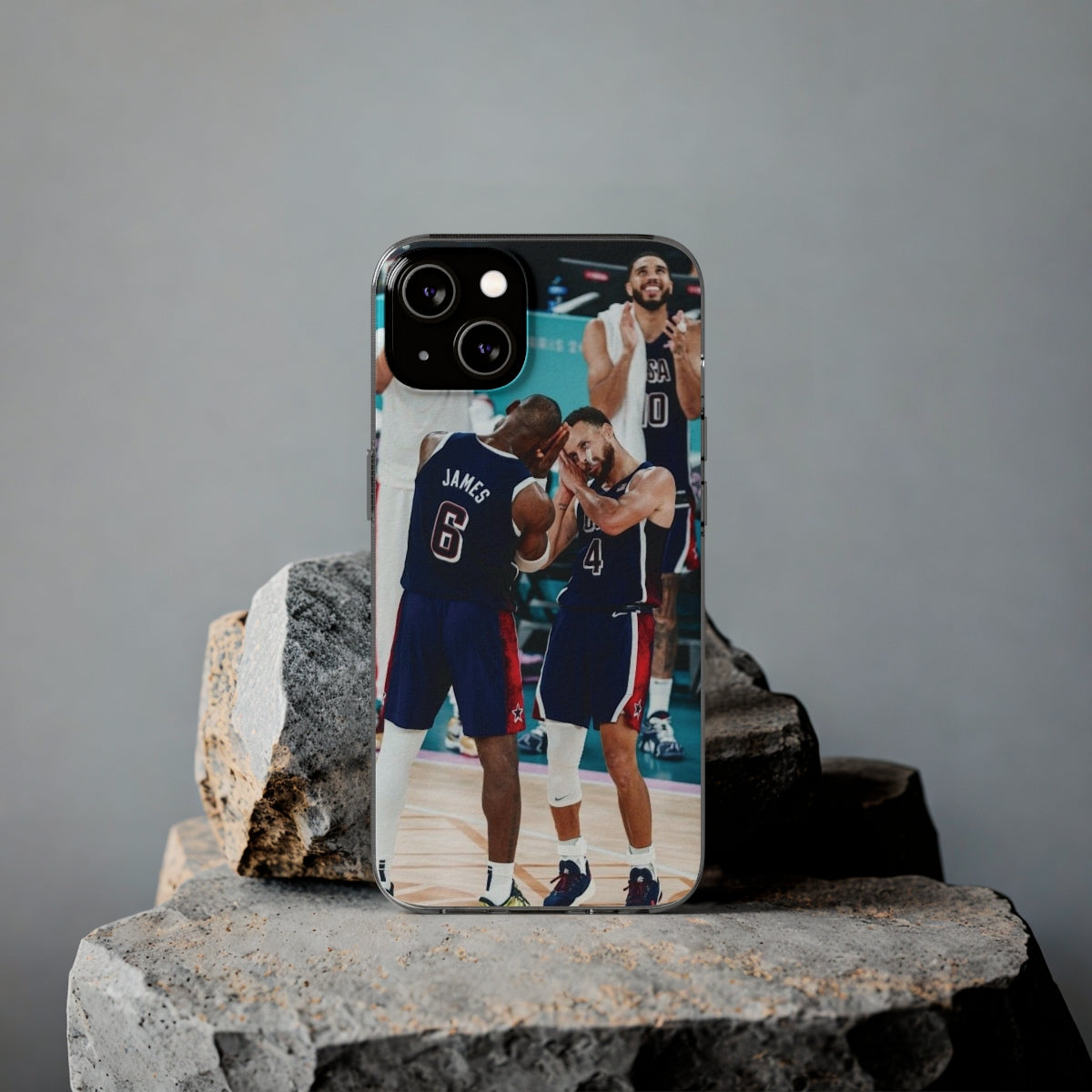 Lebron James, and Steph Curry Team Spirit Soft Phone Case - Basketball Celebration Design