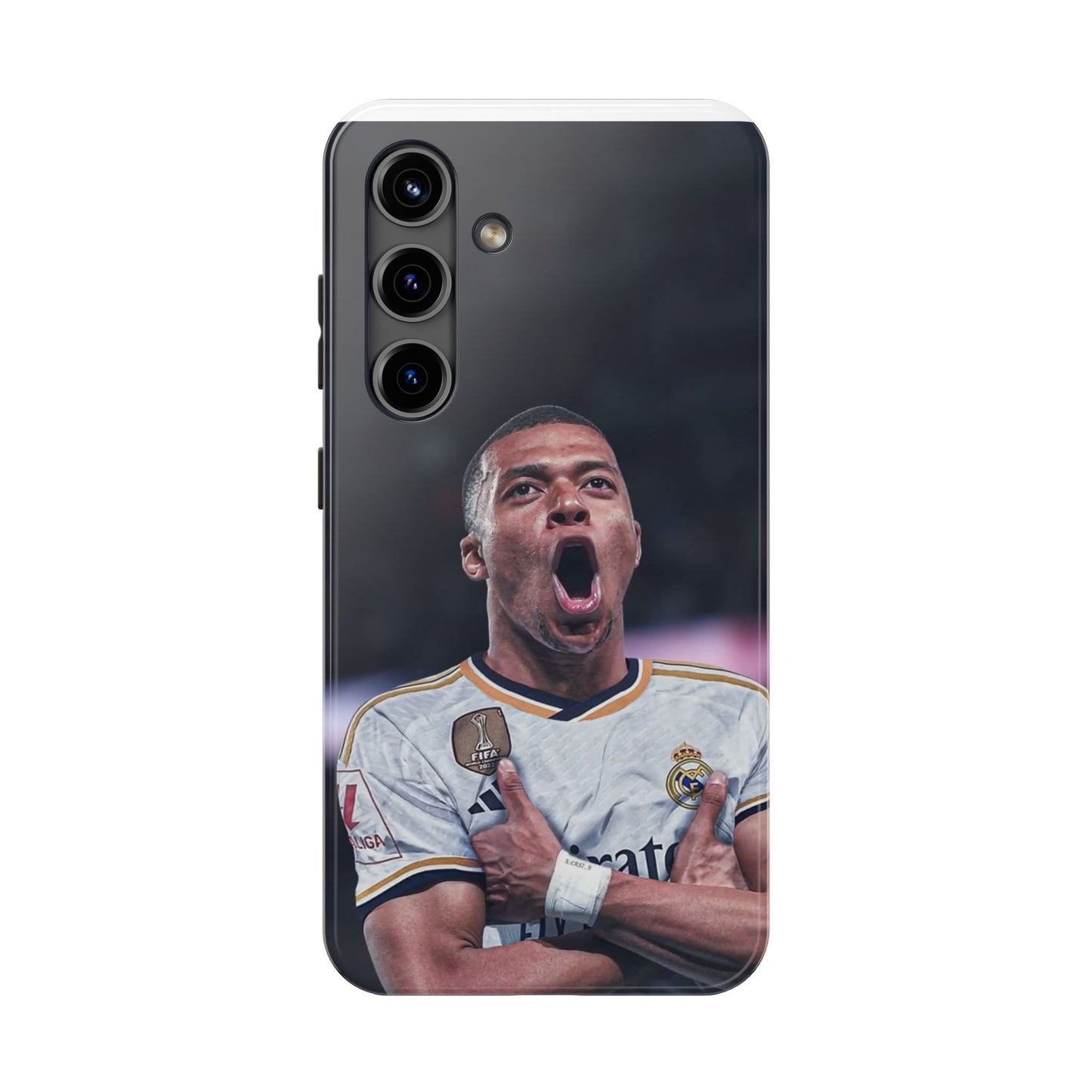 Kylian Mbappé Sporty Tough Phone Case with Goal Celebration Design