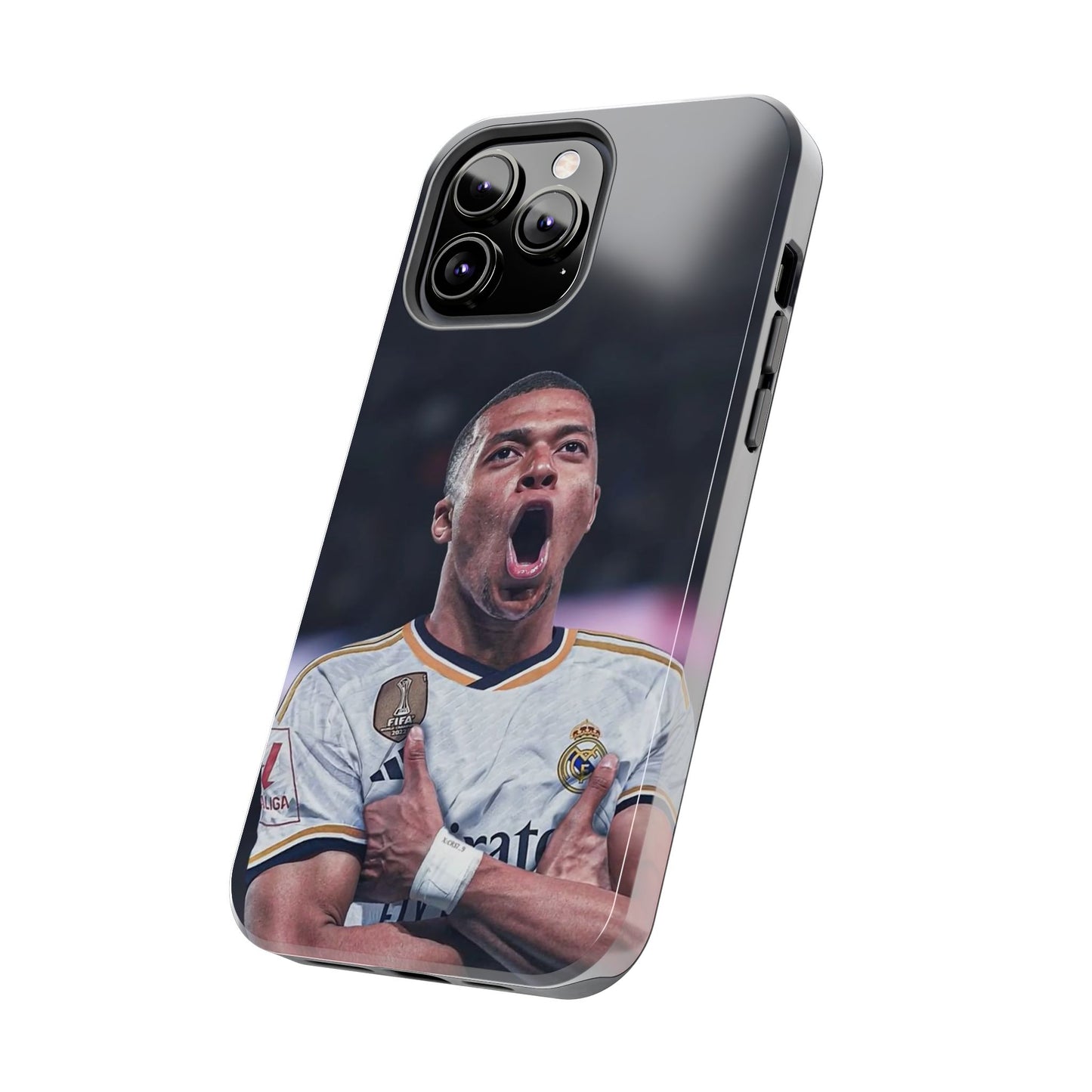 Kylian Mbappé Sporty Tough Phone Case with Goal Celebration Design
